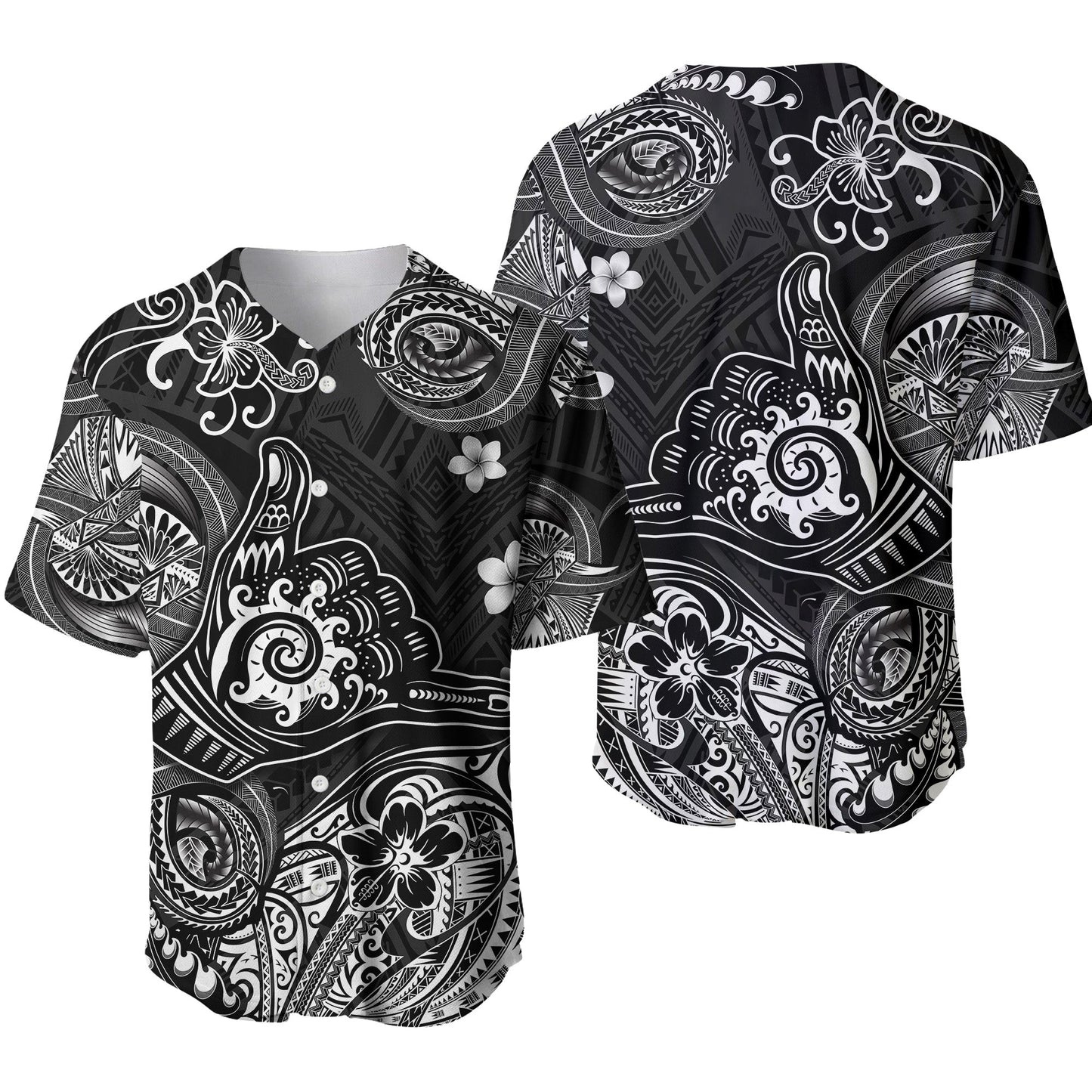 Hawaii Shaka Polynesian Baseball Jersey Unique Style Black
