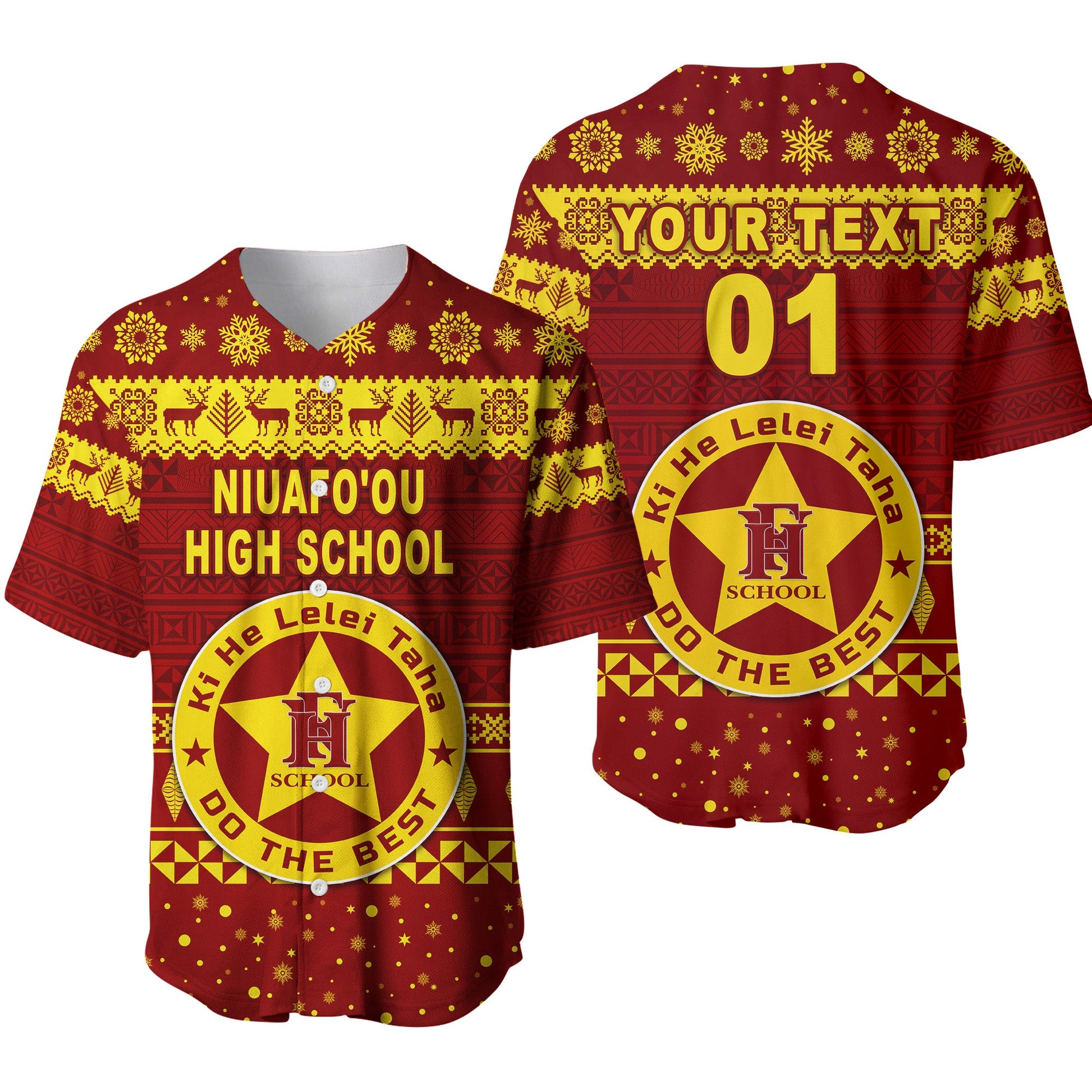 (Custom Personalised) Niuafo'ou High School Christmas Baseball Jersey Simple Style