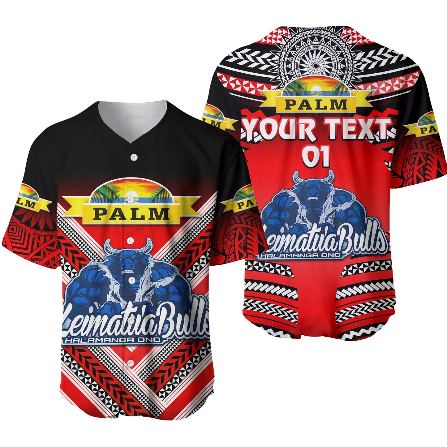 (Custom Personalised) Mate Ma'a Tonga Baseball Jersey Leimatu'a Bulls Creative Style Red, Custom Text And Number