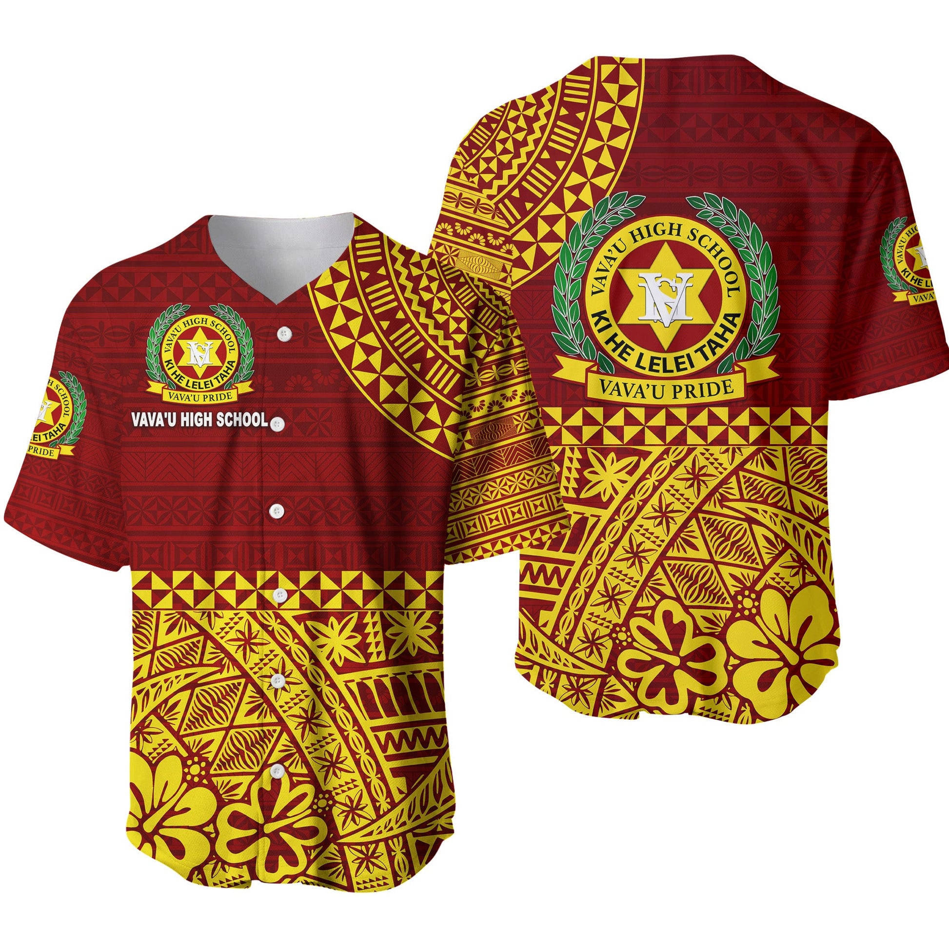 Tonga Vava'u High School Baseball Jersey Kupesi Vibes Maroon