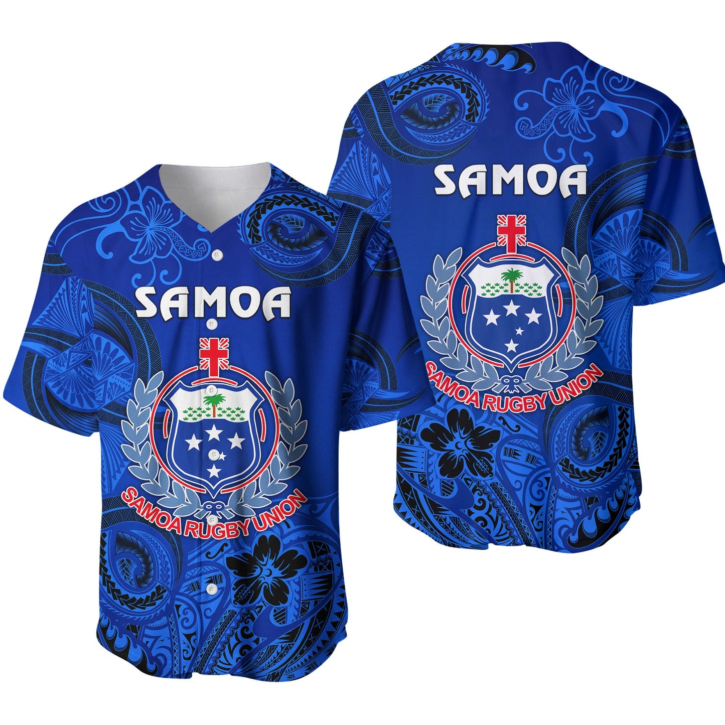 Samoa Manu Baseball Jersey Rugby Unique Style Full Blue