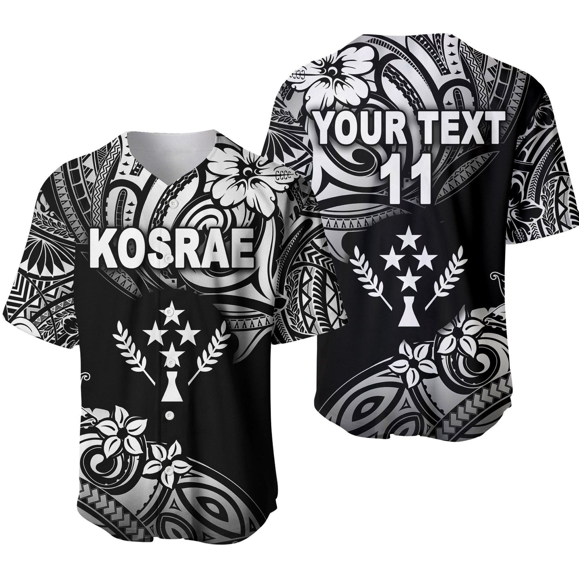 (Custom Personalised) FSM Kosrae Baseball Jersey Unique Vibes Black
