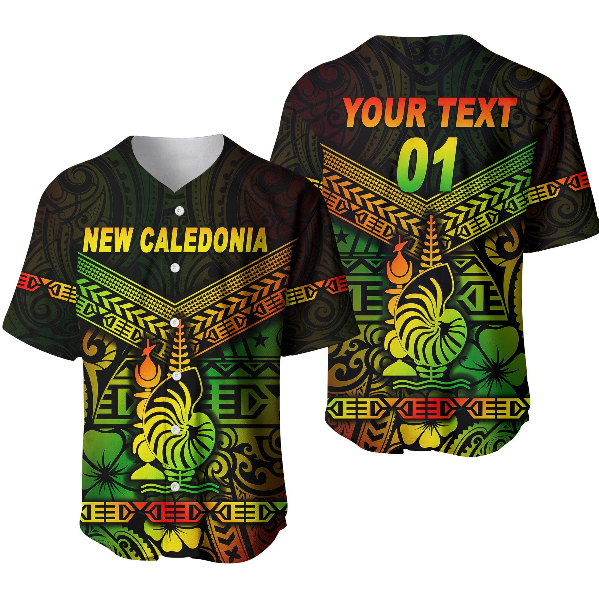 (Custom Personalised) New Caledonia Baseball Jersey Simple Style Reggae