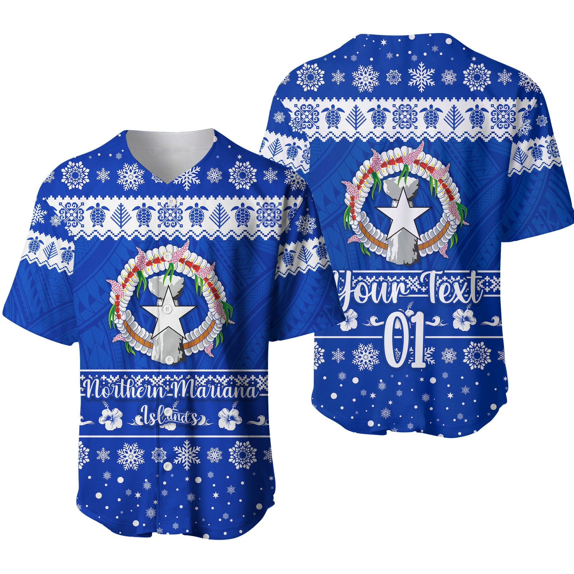 (Custom Personalised) Northern Mariana Islands Christmas Baseball Jersey Simple Style