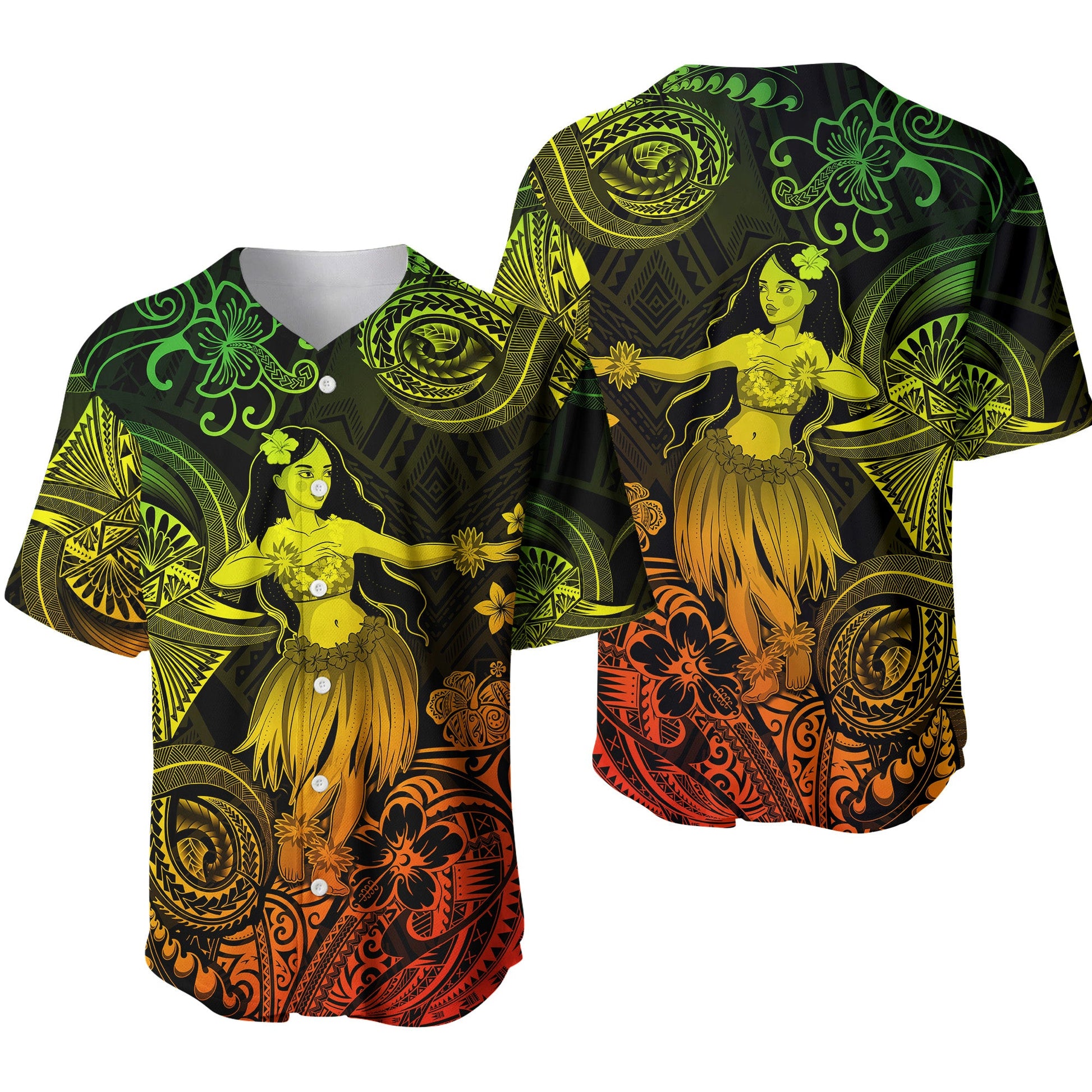 Hawaii Hula Girl Polynesian Baseball Jersey Unique Style Reggae