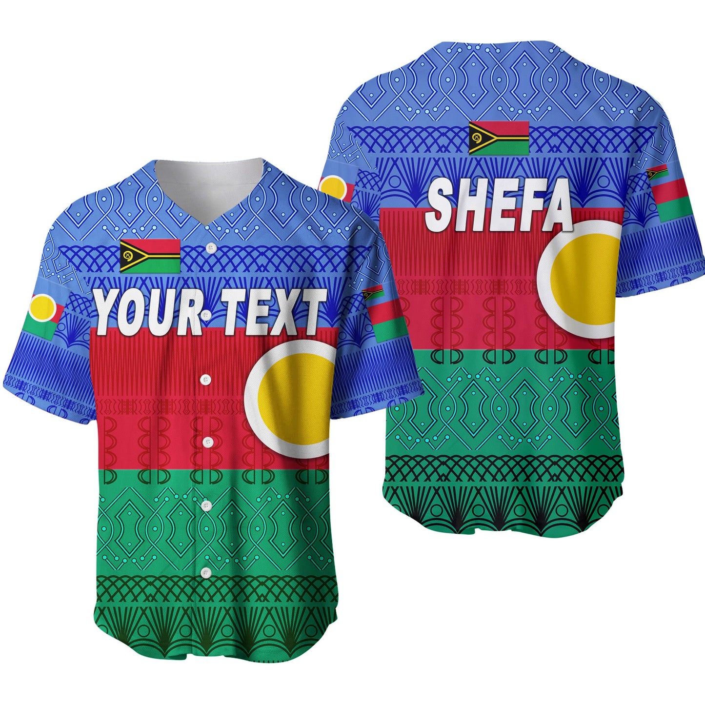 (Custom Personalised) Shefa Province Baseball Jersey Vanuatu Pattern Traditional Style
