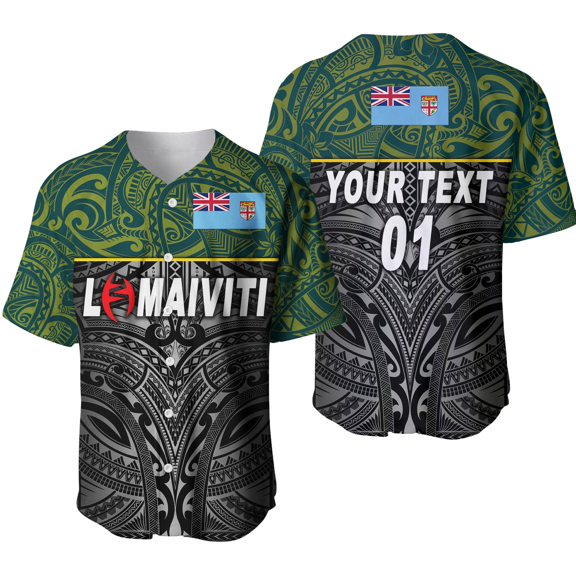 (Custom Personalised) Fiji Lomaiviti Rugby Baseball Jersey Original Style, Custom Text And Number