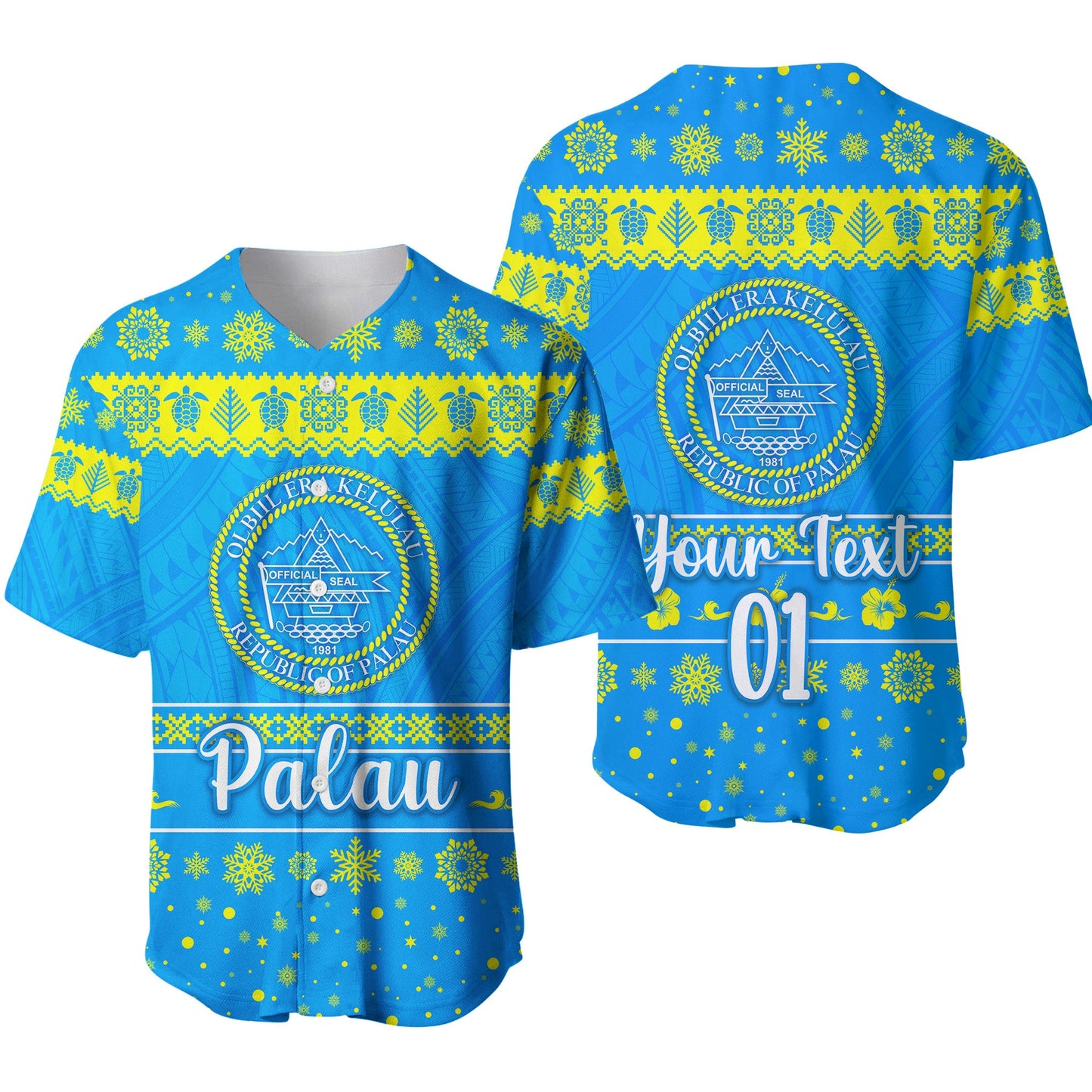 (Custom Personalised) Palau Christmas Baseball Jersey Simple Style
