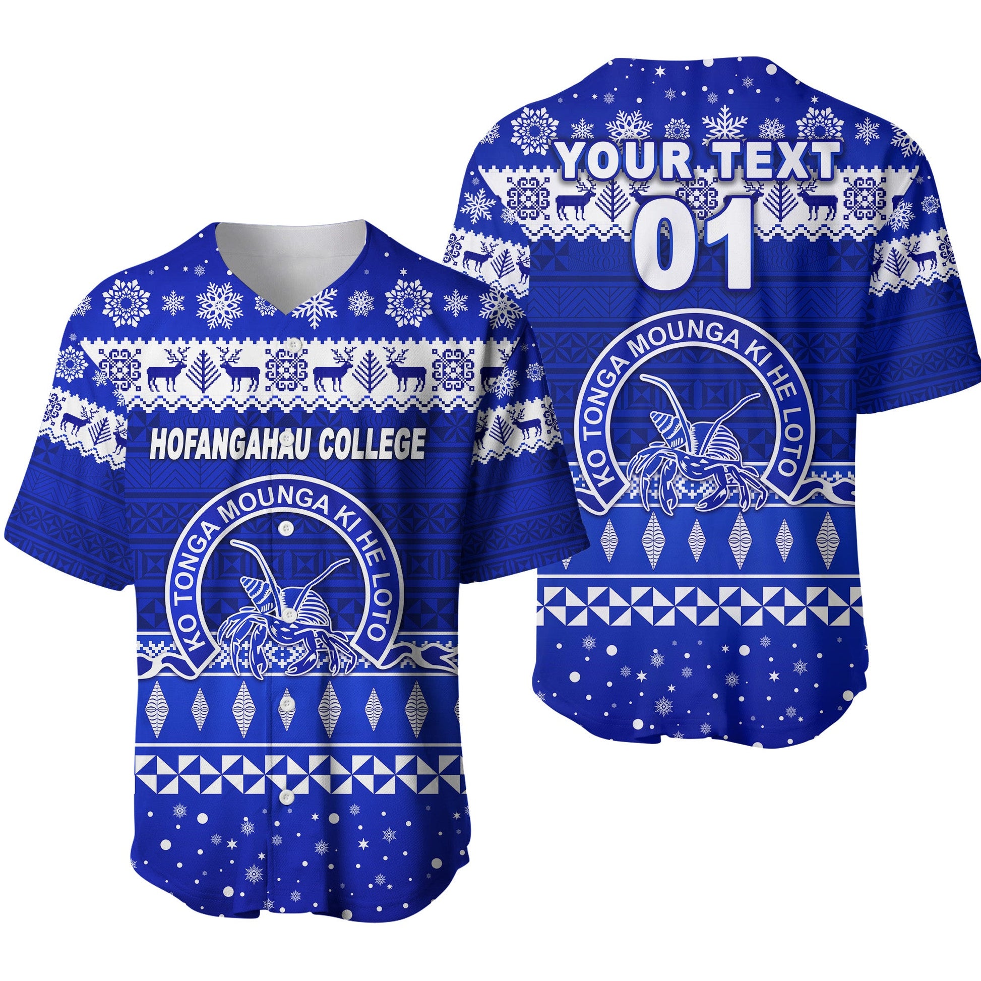(Custom Personalised) Hofangahau College Christmas Baseball Jersey Simple Style