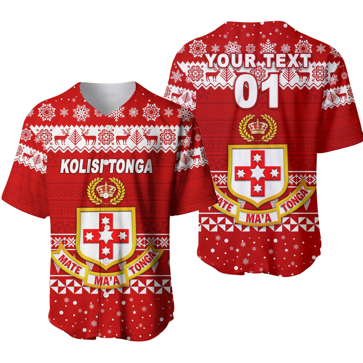 (Custom Personalised) Kolisi Tonga College Christmas Baseball Jersey Simple Style