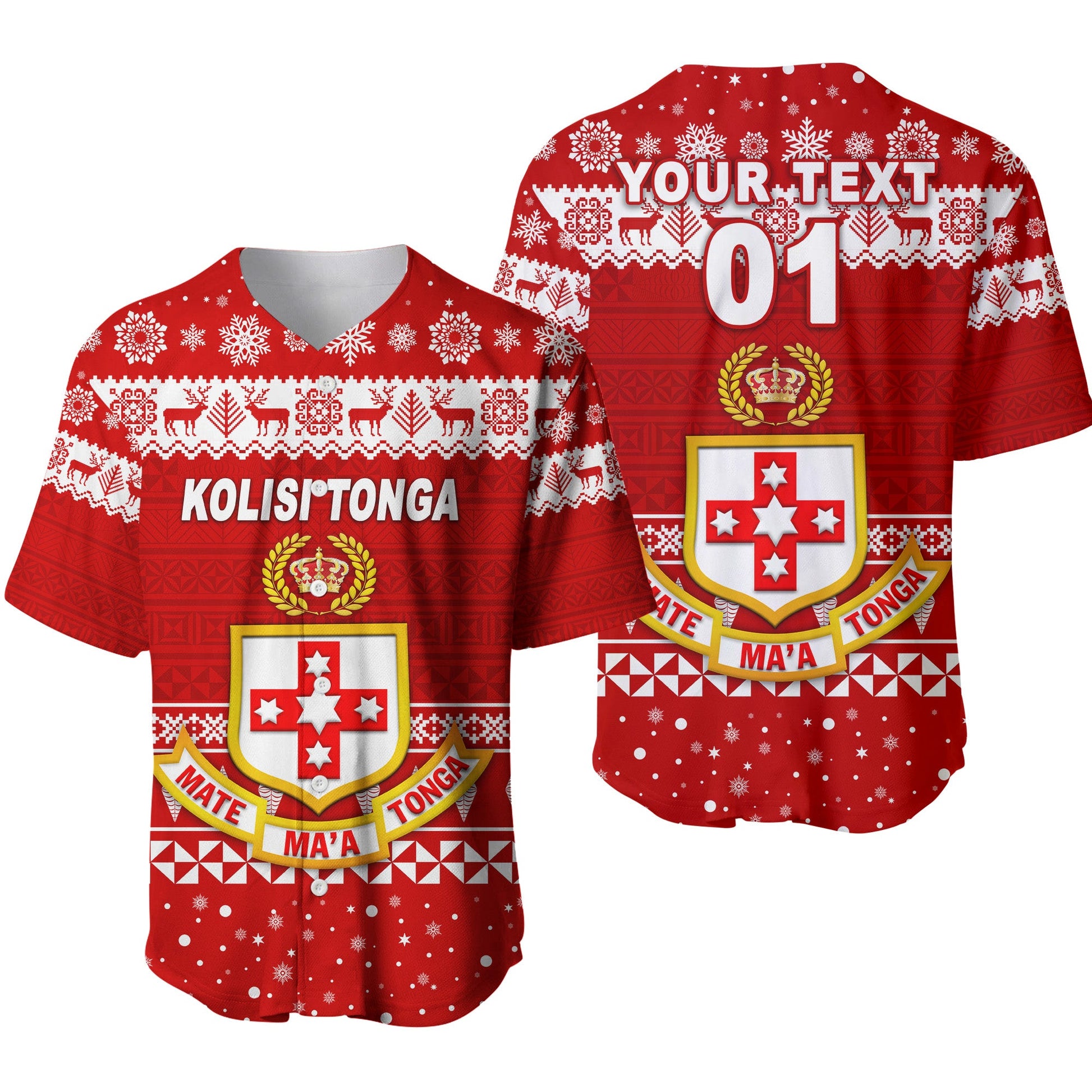 (Custom Personalised) Kolisi Tonga College Christmas Baseball Jersey Simple Style