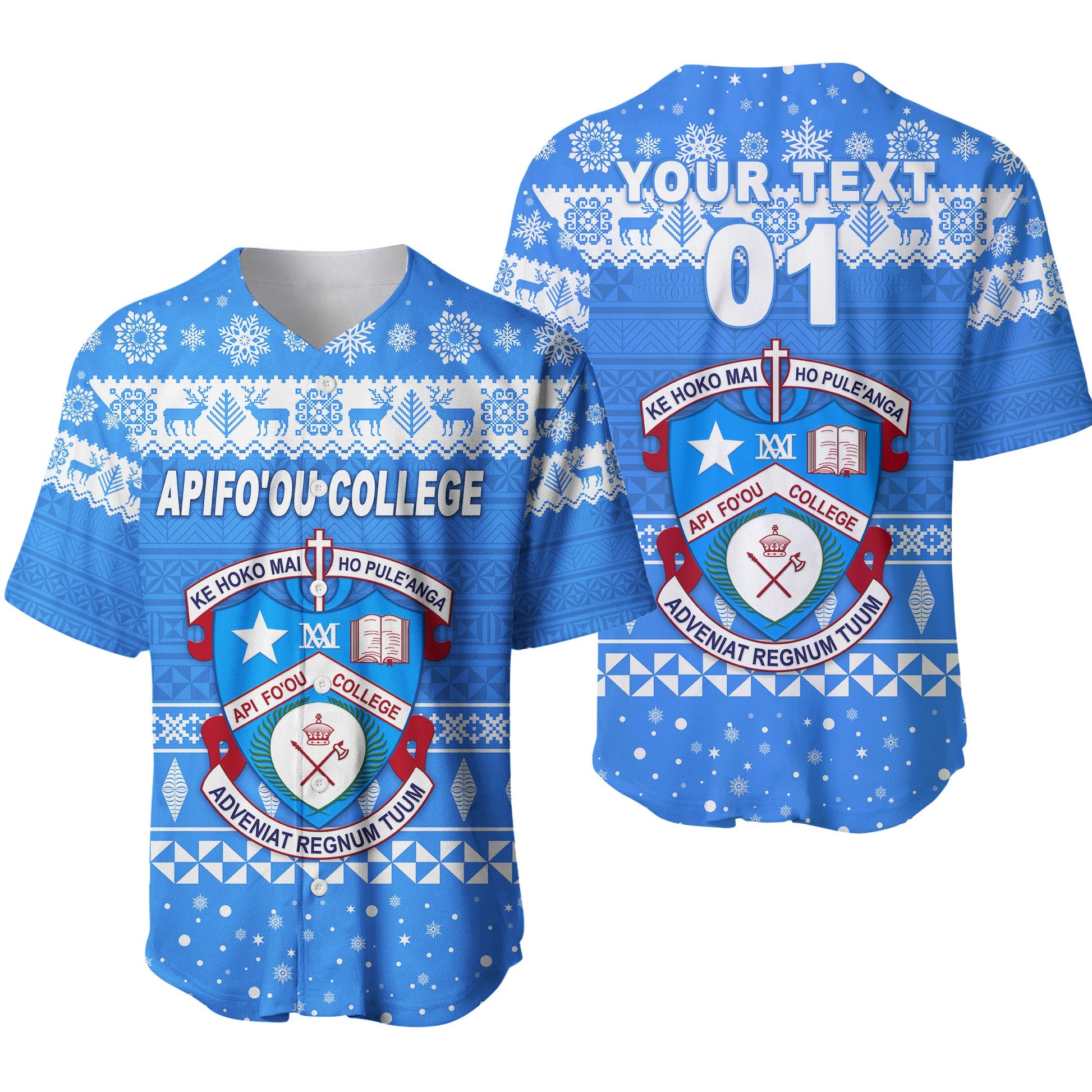 (Custom Personalised) Apifo'ou College Christmas Baseball Jersey Simple Style