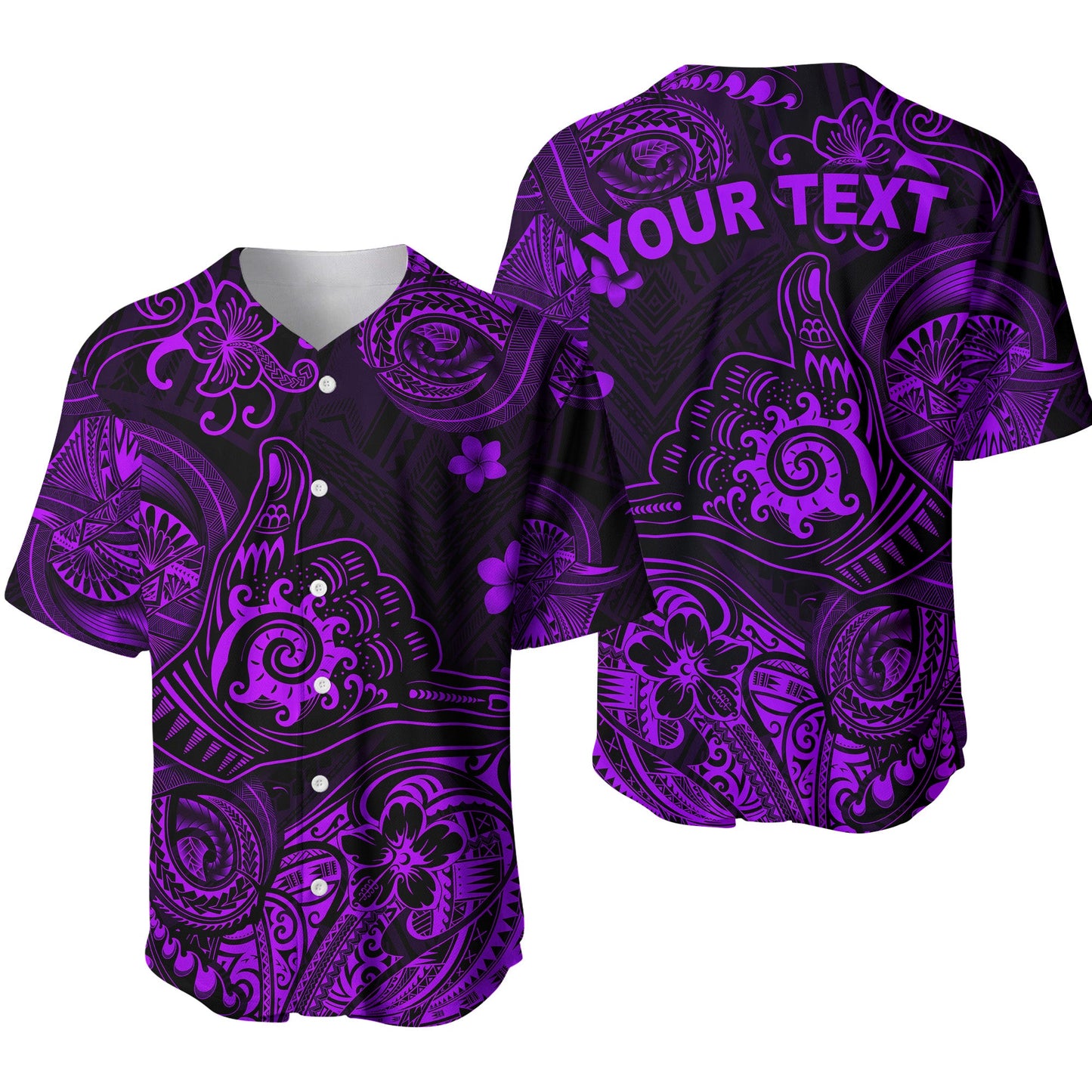 (Custom Personalised) Hawaii Shaka Polynesian Baseball Jersey Unique Style Purple