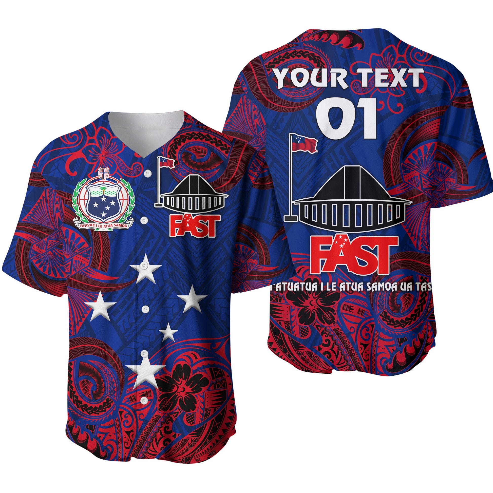 (Custom Personalised) Samoa FAST Party Baseball Jersey Unique Style NO.1