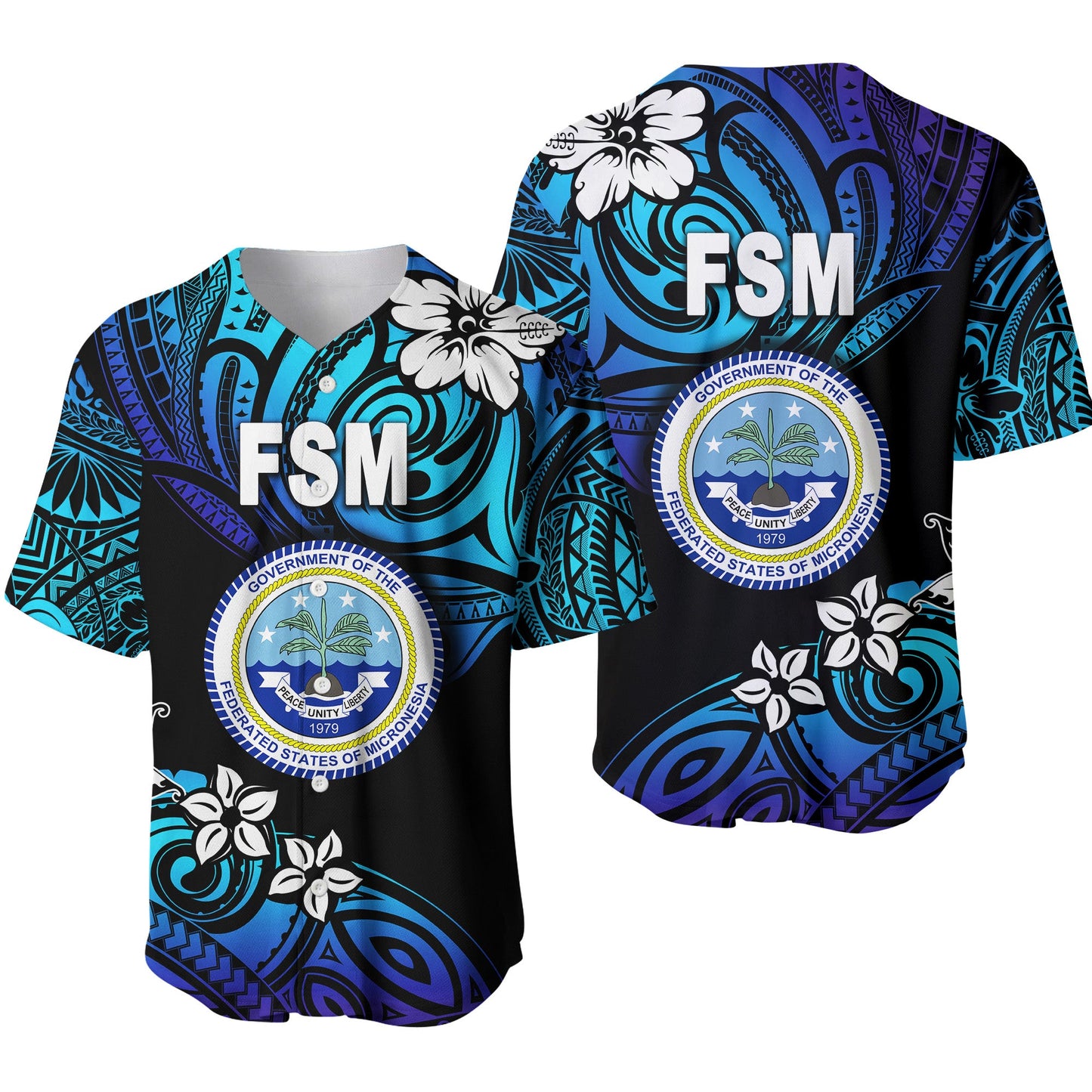 Federated States of Micronesia Baseball Jersey Unique Vibes Blue