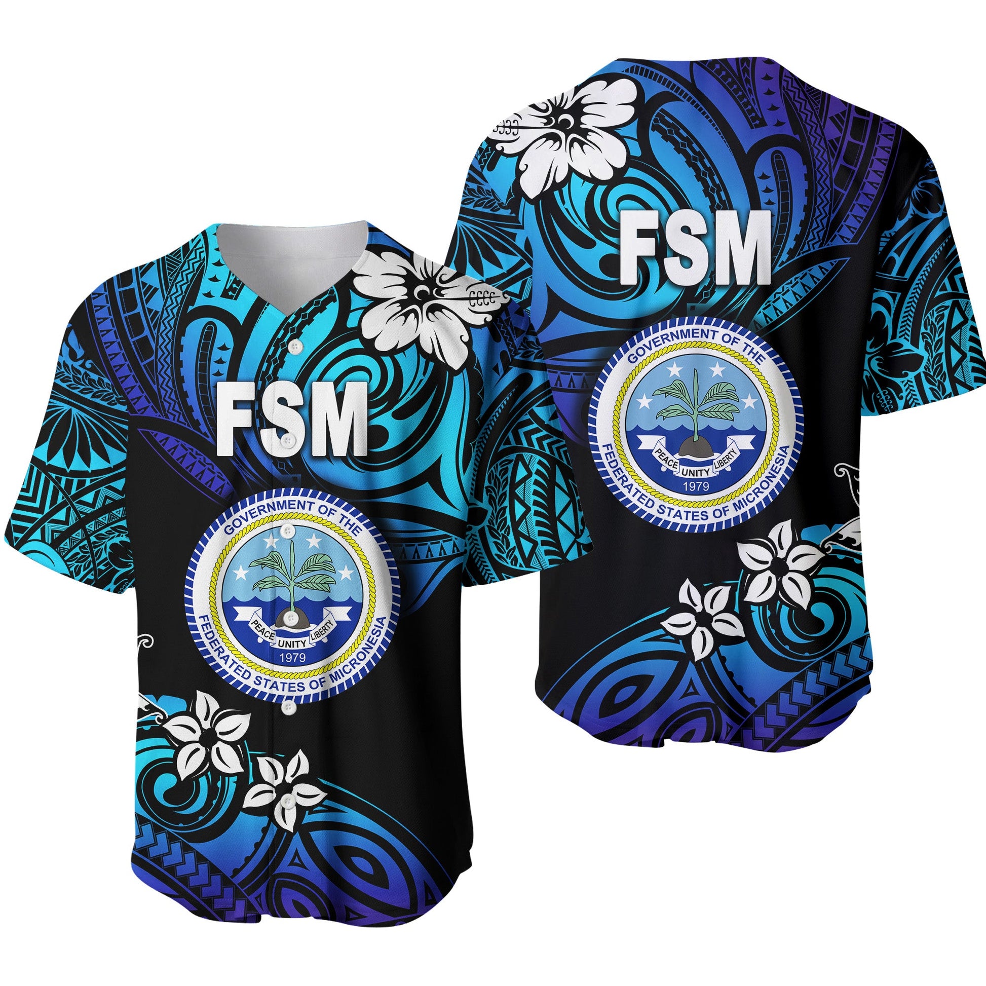 Federated States of Micronesia Baseball Jersey Unique Vibes Blue