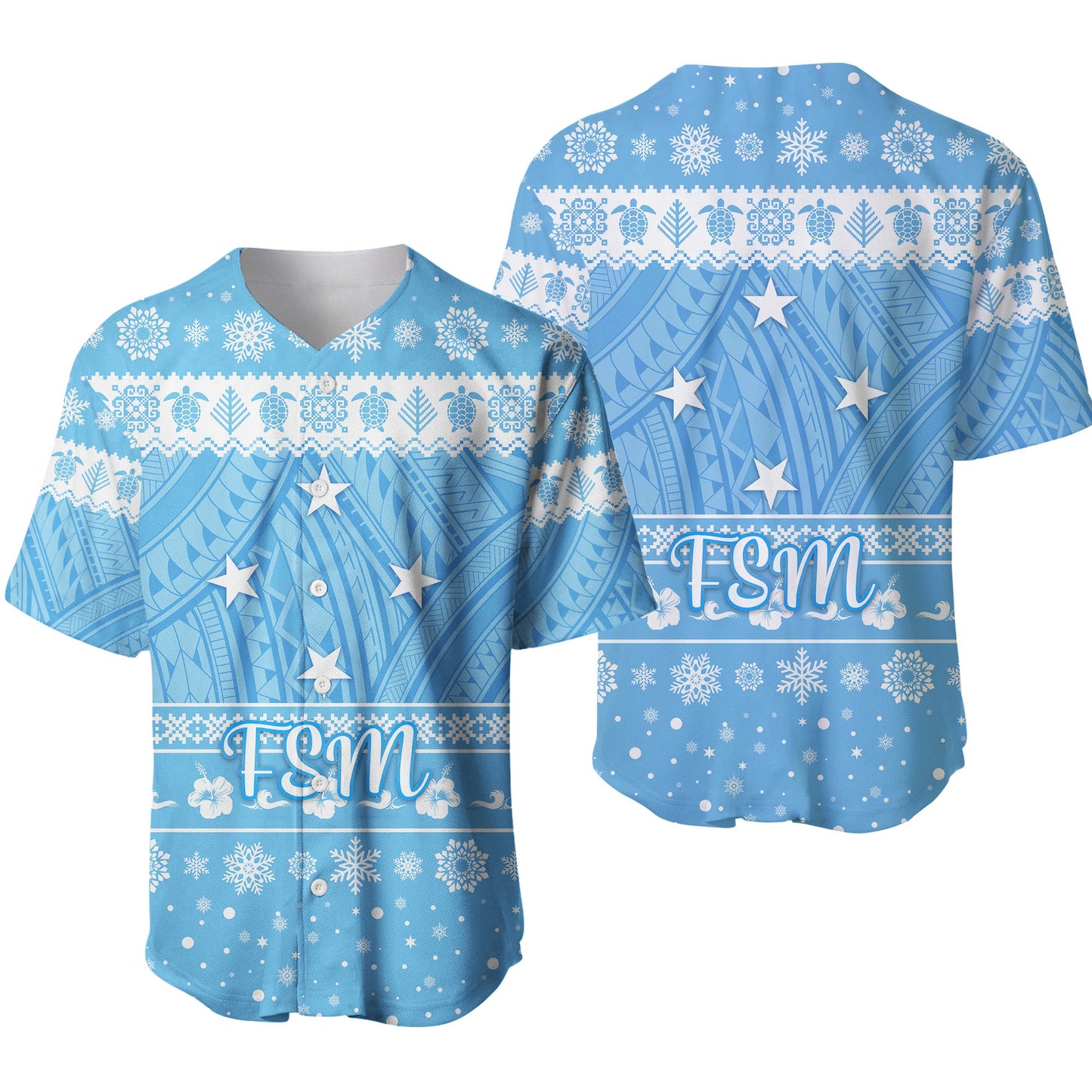 Federated States of Micronesia Christmas Baseball Jersey Simple Style FSM Flag