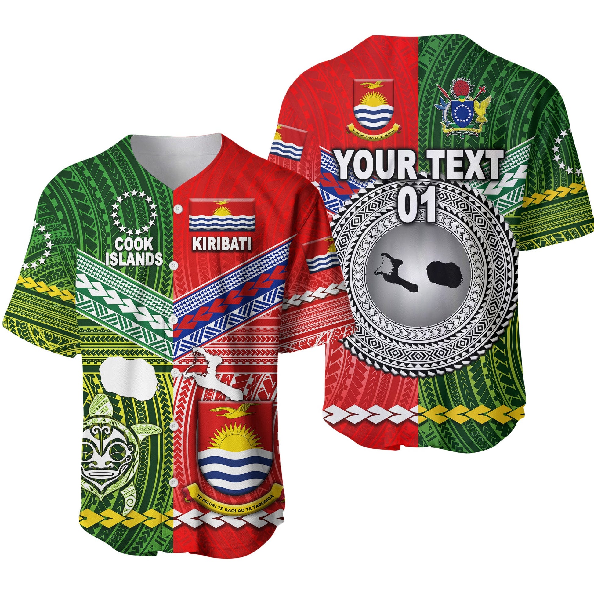 (Custom Personalised) Kiribati And Cook Islands Baseball Jersey Together