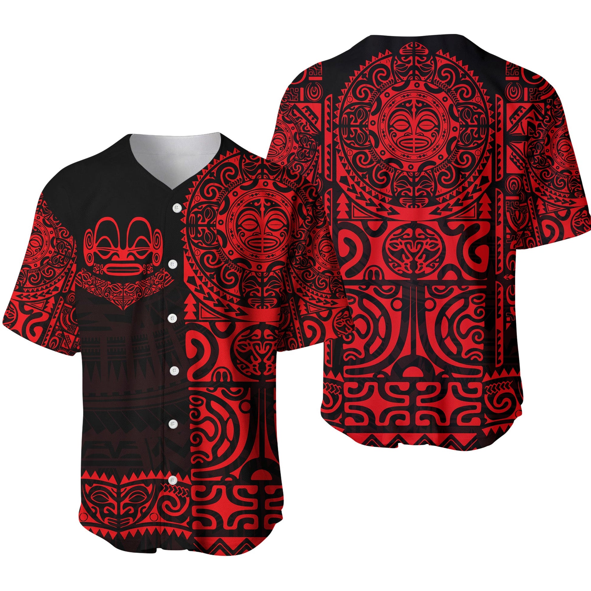 Marquesas Islands Baseball Jersey Marquesan Tattoo Unique Style Red