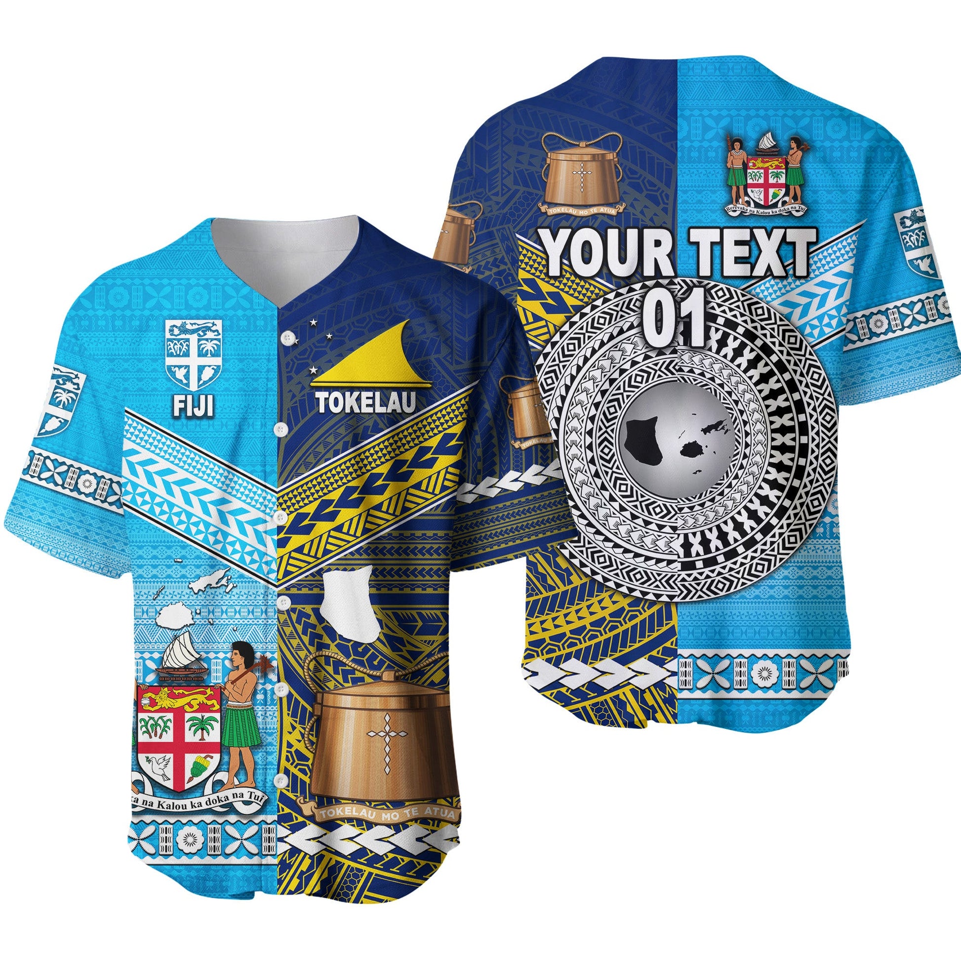 (Custom Personalised) Fiji and Tokelau Baseball Jersey Together, Custom Text And Number