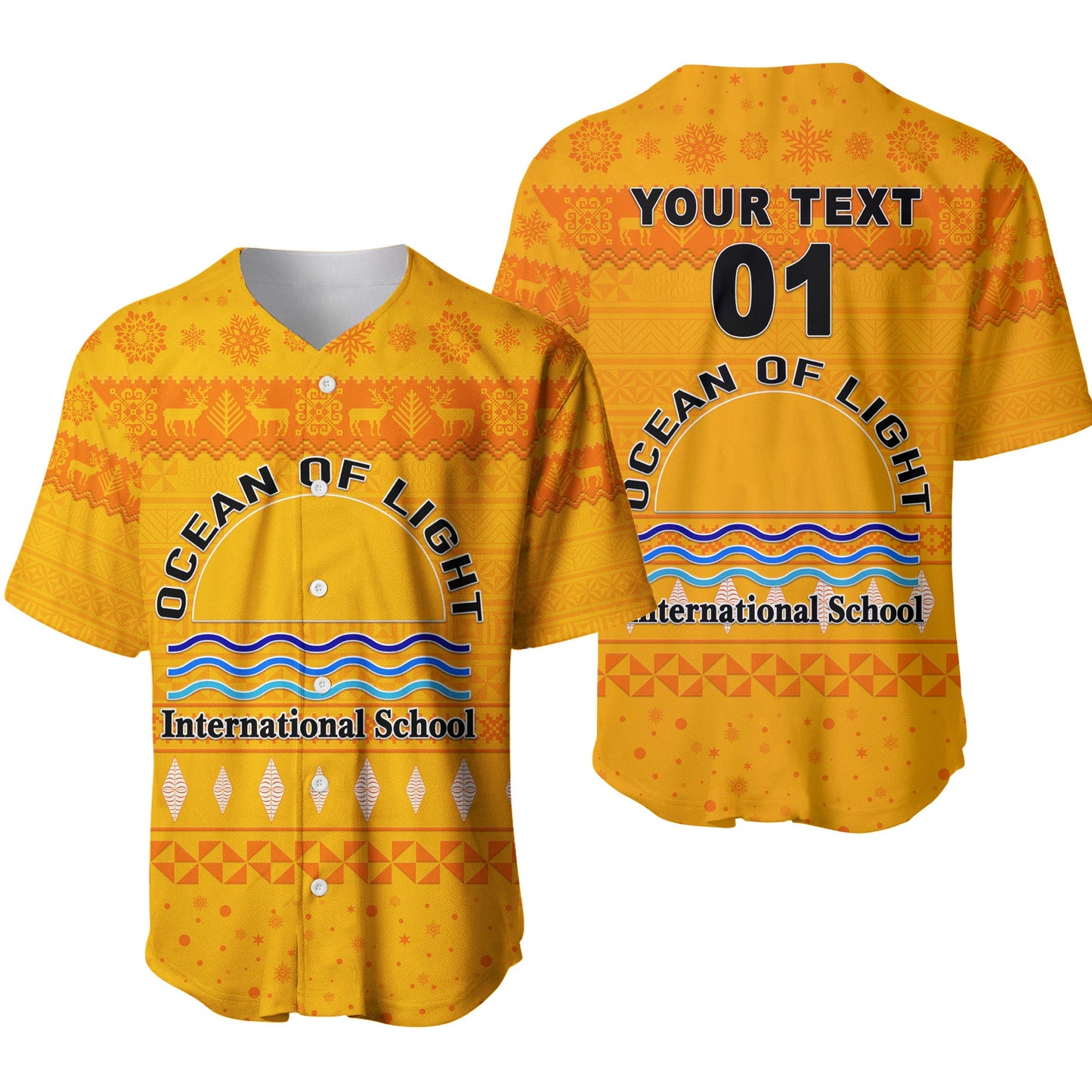 (Custom Personalised) Ocean of Light International School Christmas Baseball Jersey Simple Style