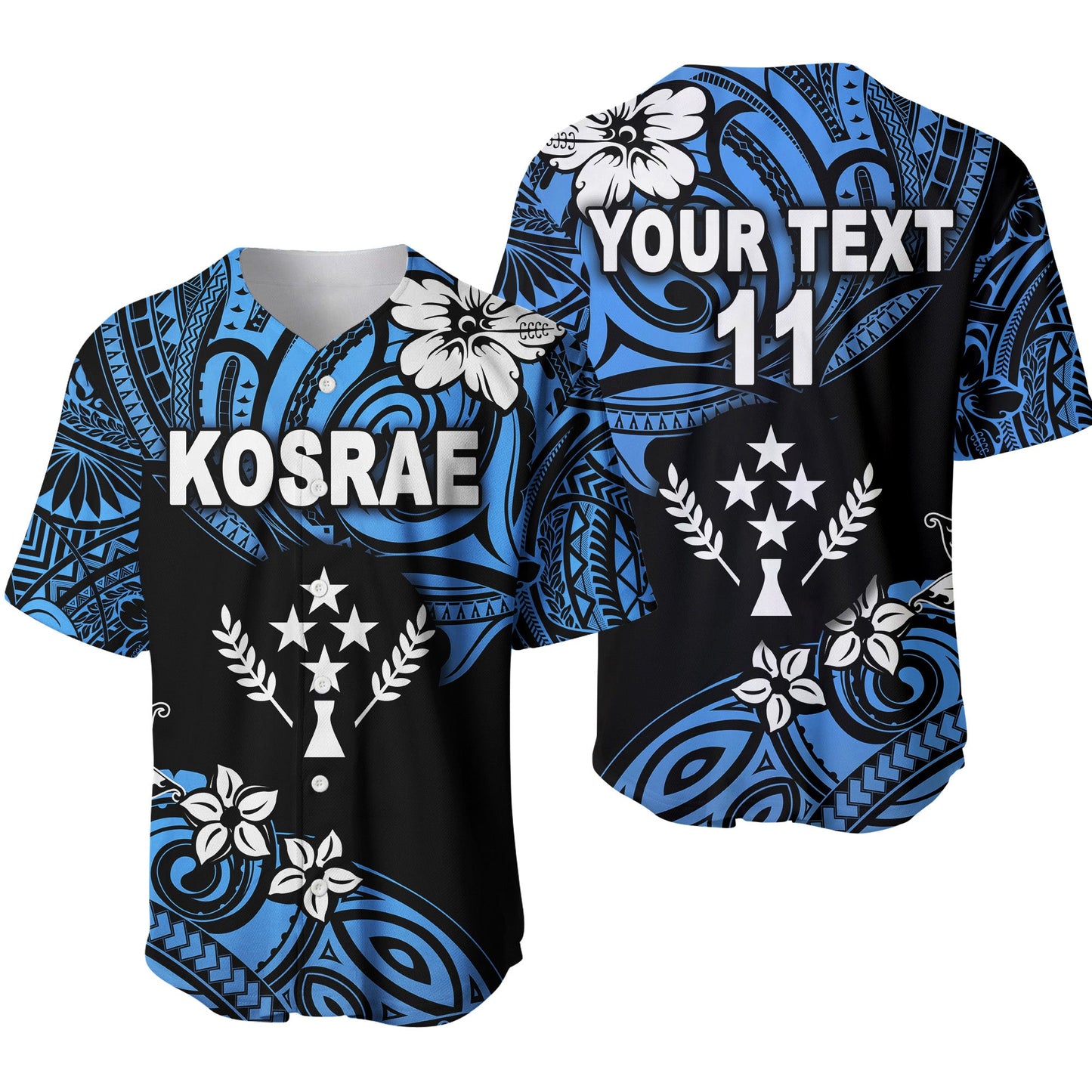 (Custom Personalised) FSM Kosrae Baseball Jersey Unique Vibes Blue
