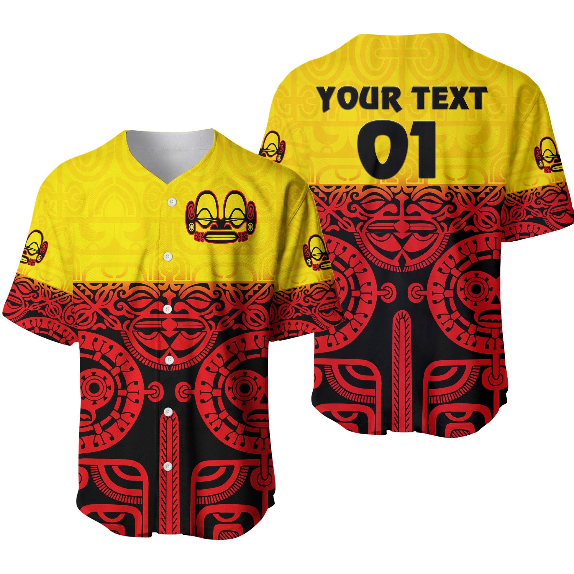 (Custom Personalised) Marquesas Islands Baseball Jersey Marquesan Tattoo Special Style Gradient Red