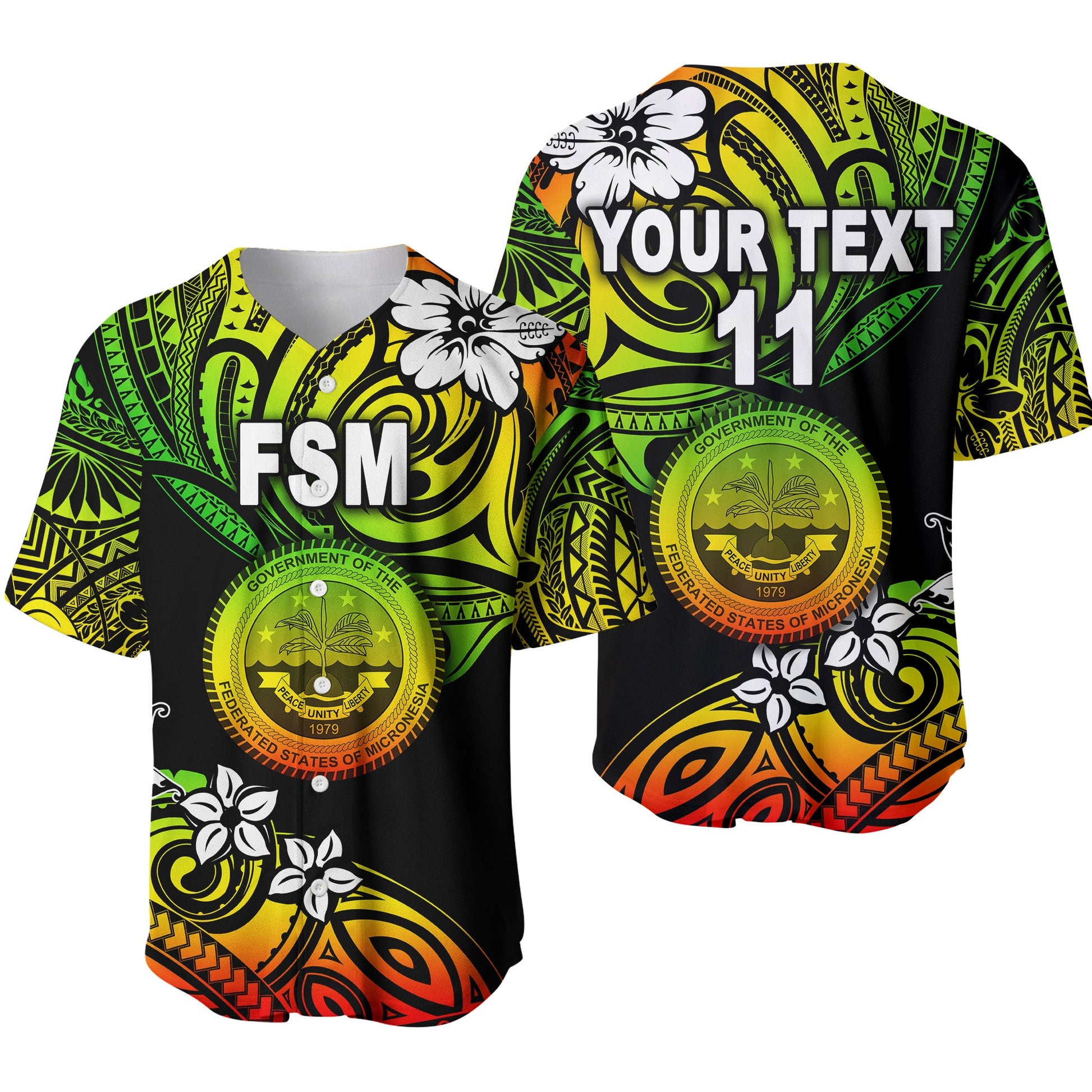 (Custom Personalised) Federated States of Micronesia Baseball Jersey Unique Vibes Reggae