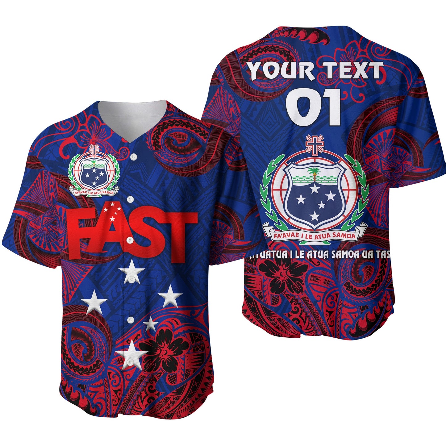(Custom Personalised) Samoa FAST Party Baseball Jersey Unique Style NO.2