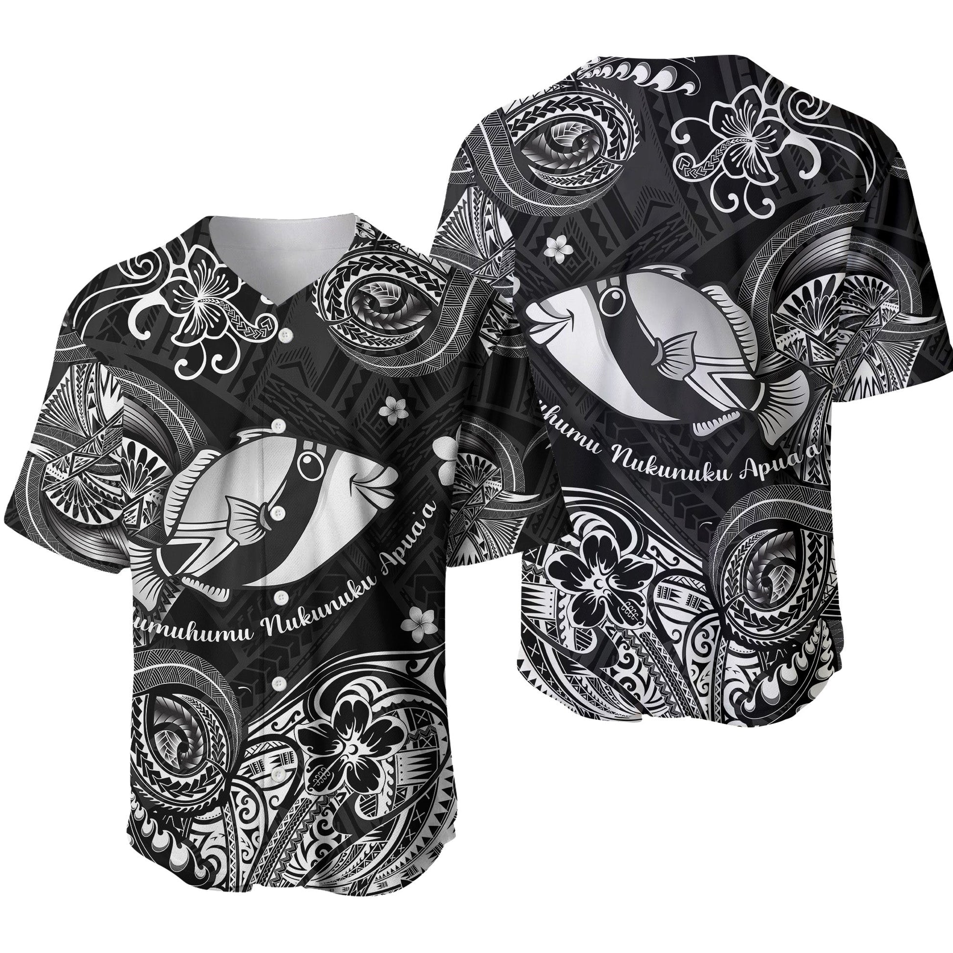 Hawaii State Fish: Humuhumu Nukunuku Apua'a Polynesian Baseball Jersey Unique Style Black