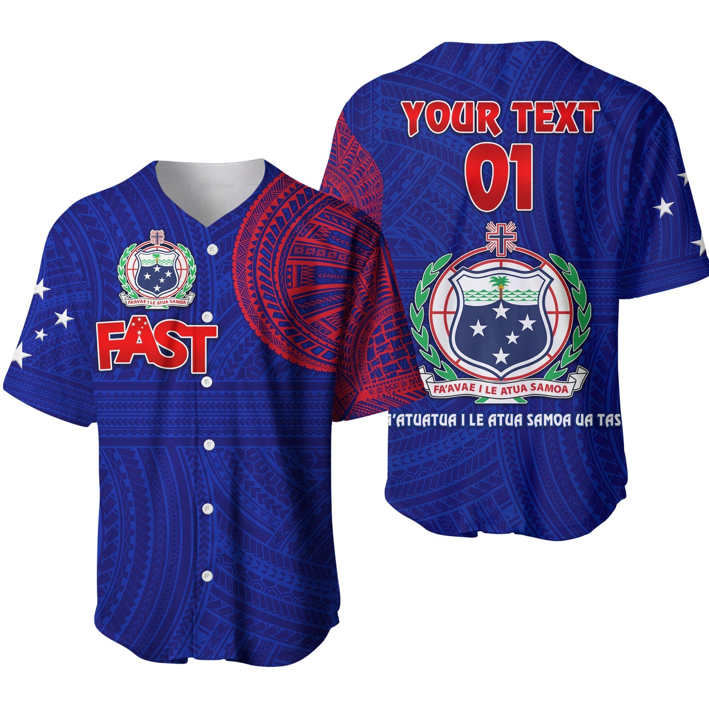 (Custom Personalised) Samoa FAST Party Baseball Jersey Original Style