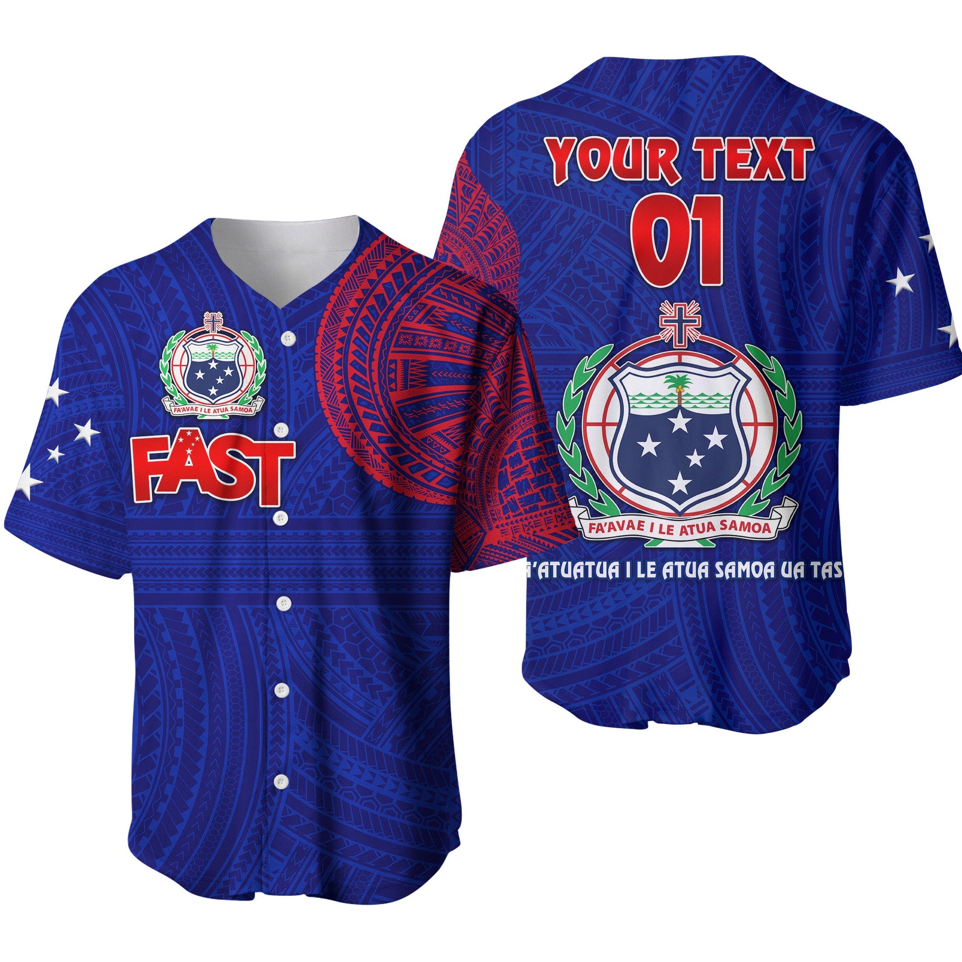 (Custom Personalised) Samoa FAST Party Baseball Jersey Original Style