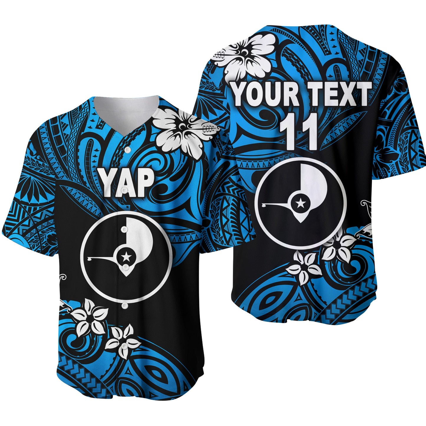 (Custom Personalised) FSM Yap Baseball Jersey Unique Vibes Blue