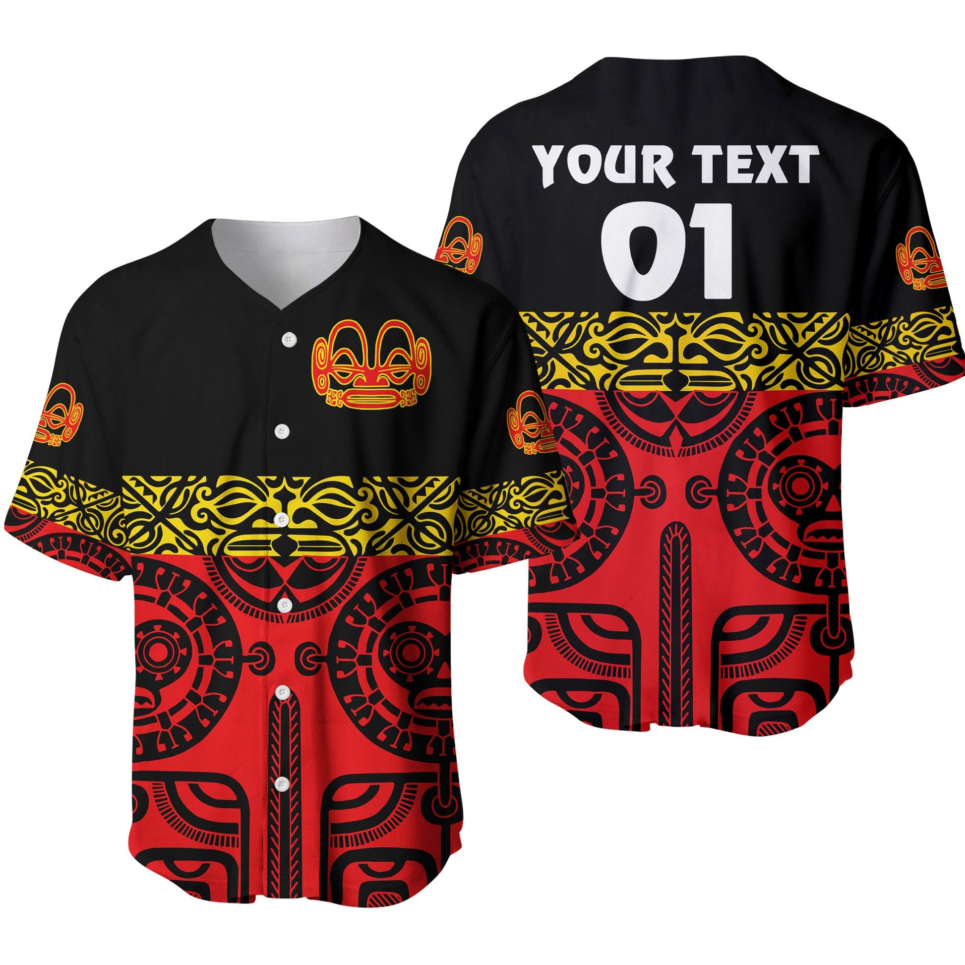 (Custom Personalised) Marquesas Islands Baseball Jersey Marquesan Tattoo Special Style Red