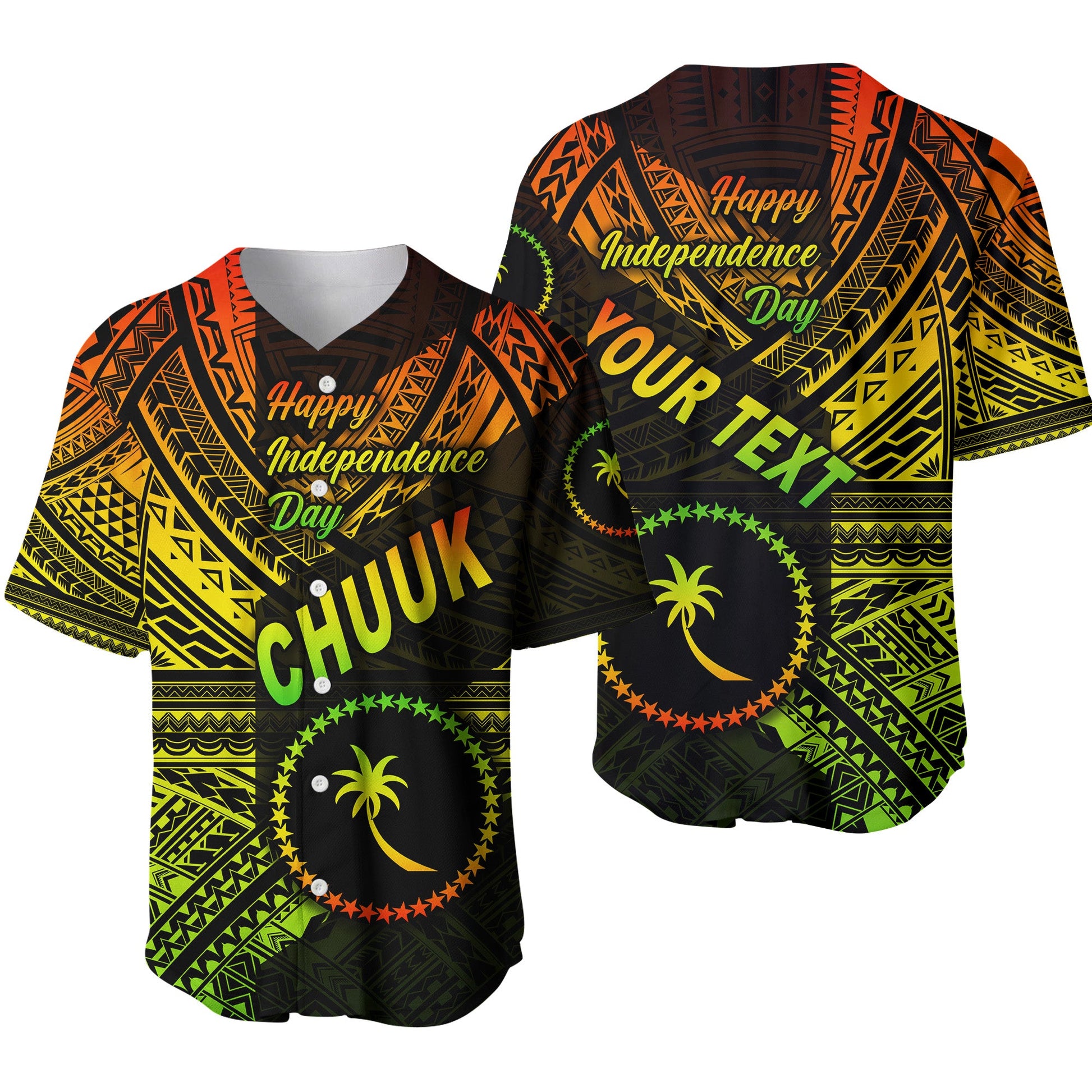 (Custom Personalised) FSM Chuuk Baseball Jersey Happy Independence Day Original Vibes Reggae