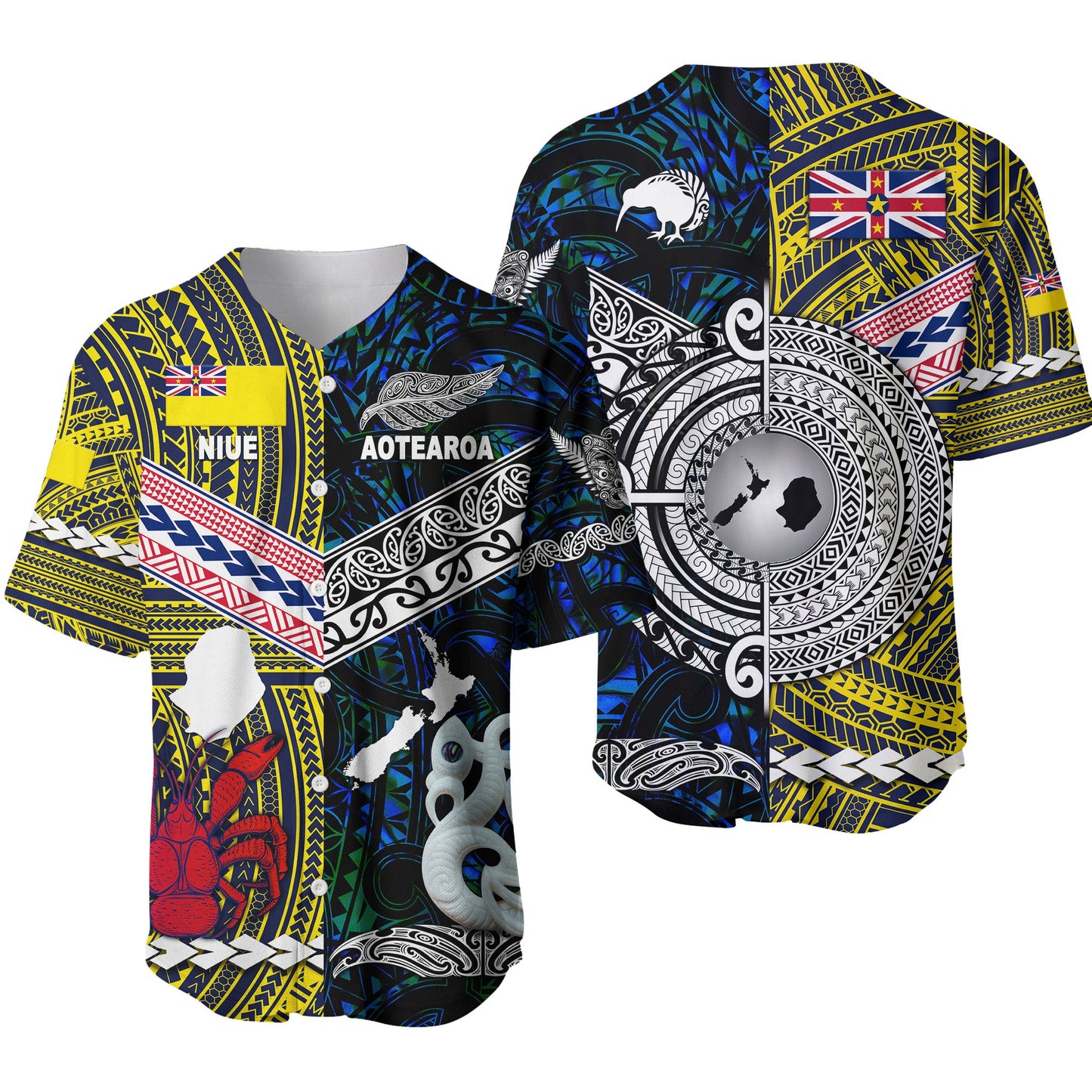 New Zealand Maori Aotearoa And Niue Together Baseball Jersey Blue