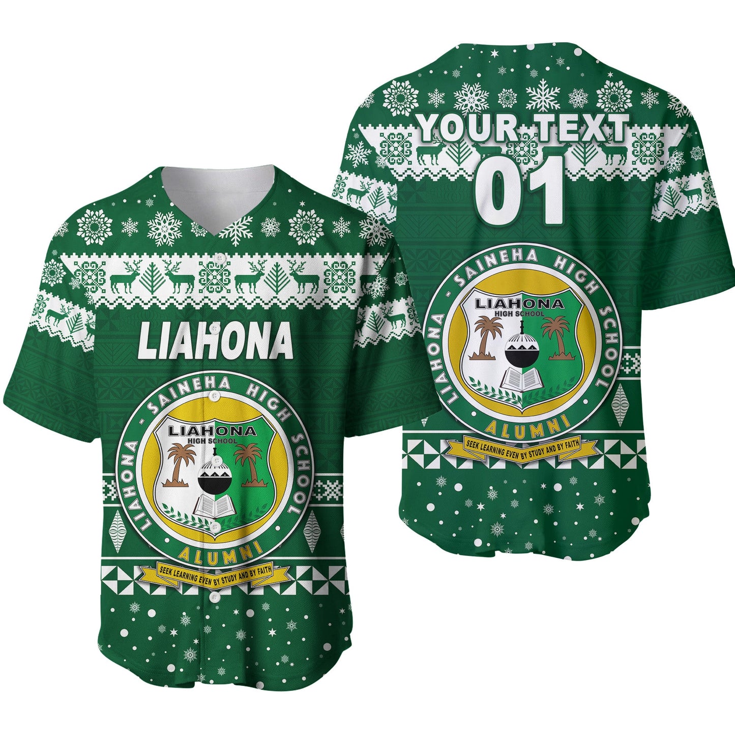 (Custom Personalised) Liahona High School Christmas Baseball Jersey Simple Style