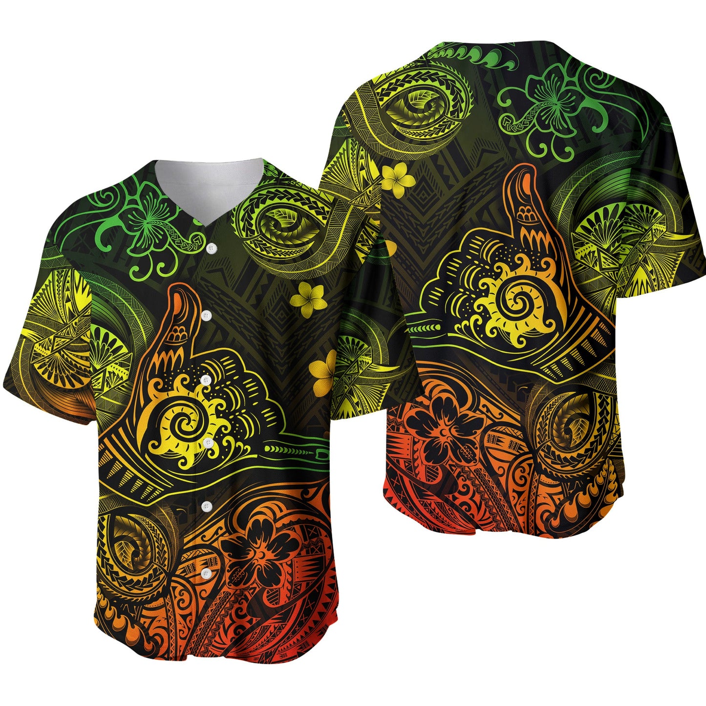 Hawaii Shaka Polynesian Baseball Jersey Unique Style Reggae