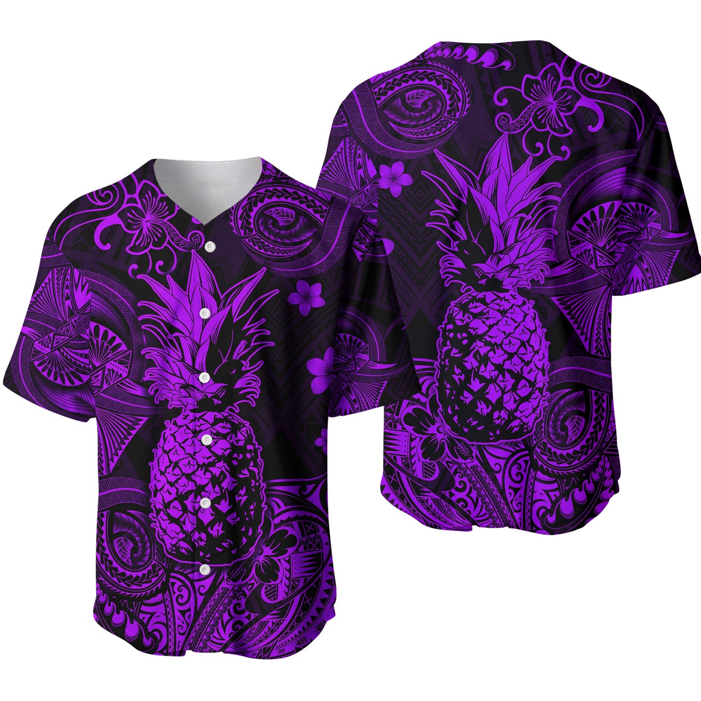 Hawaii Pineapple Polynesian Baseball Jersey Unique Style Purple