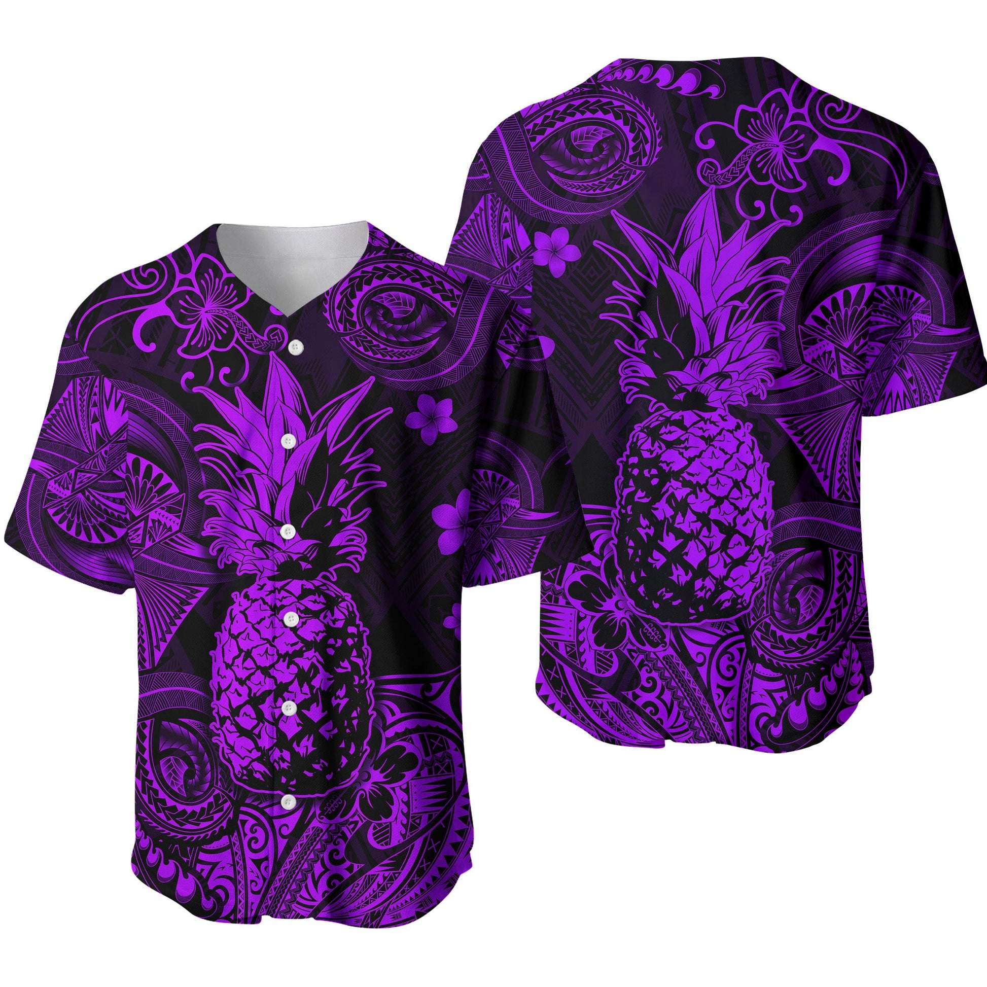 Hawaii Pineapple Polynesian Baseball Jersey Unique Style Purple