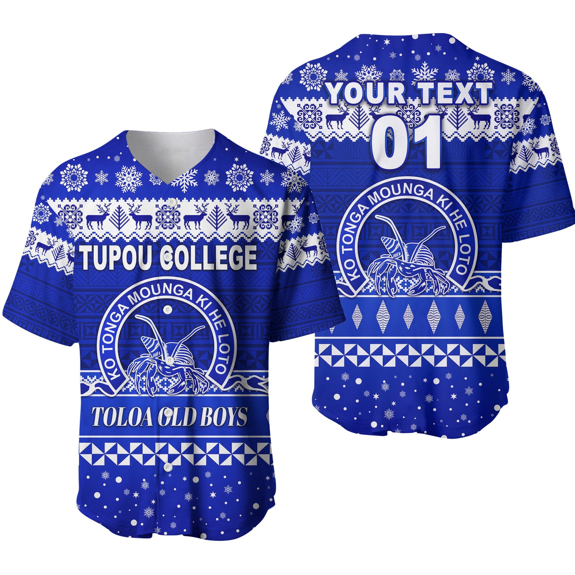 (Custom Personalised) Tupou College Toloa Old Boys Christmas Baseball Jersey Simple Style