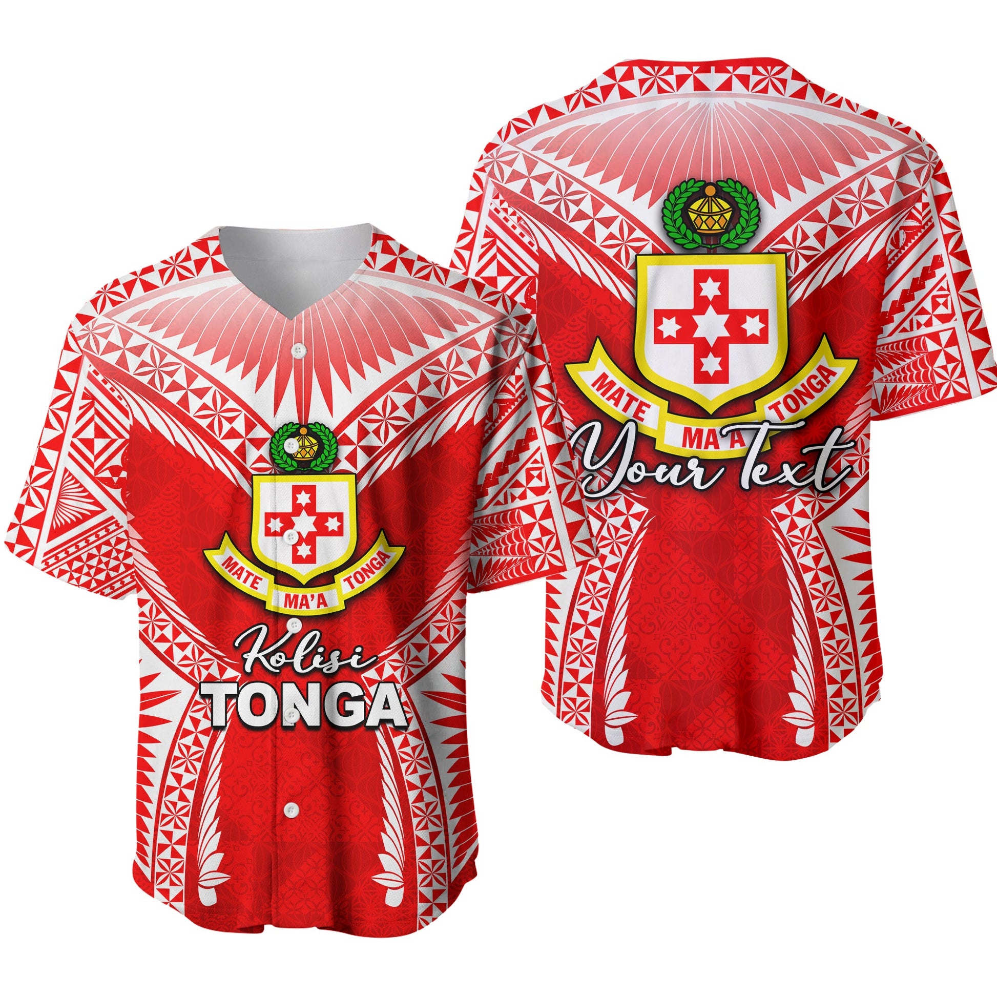 (Custom Personalised)Kolisi Tonga Baseball Jersey Red Style