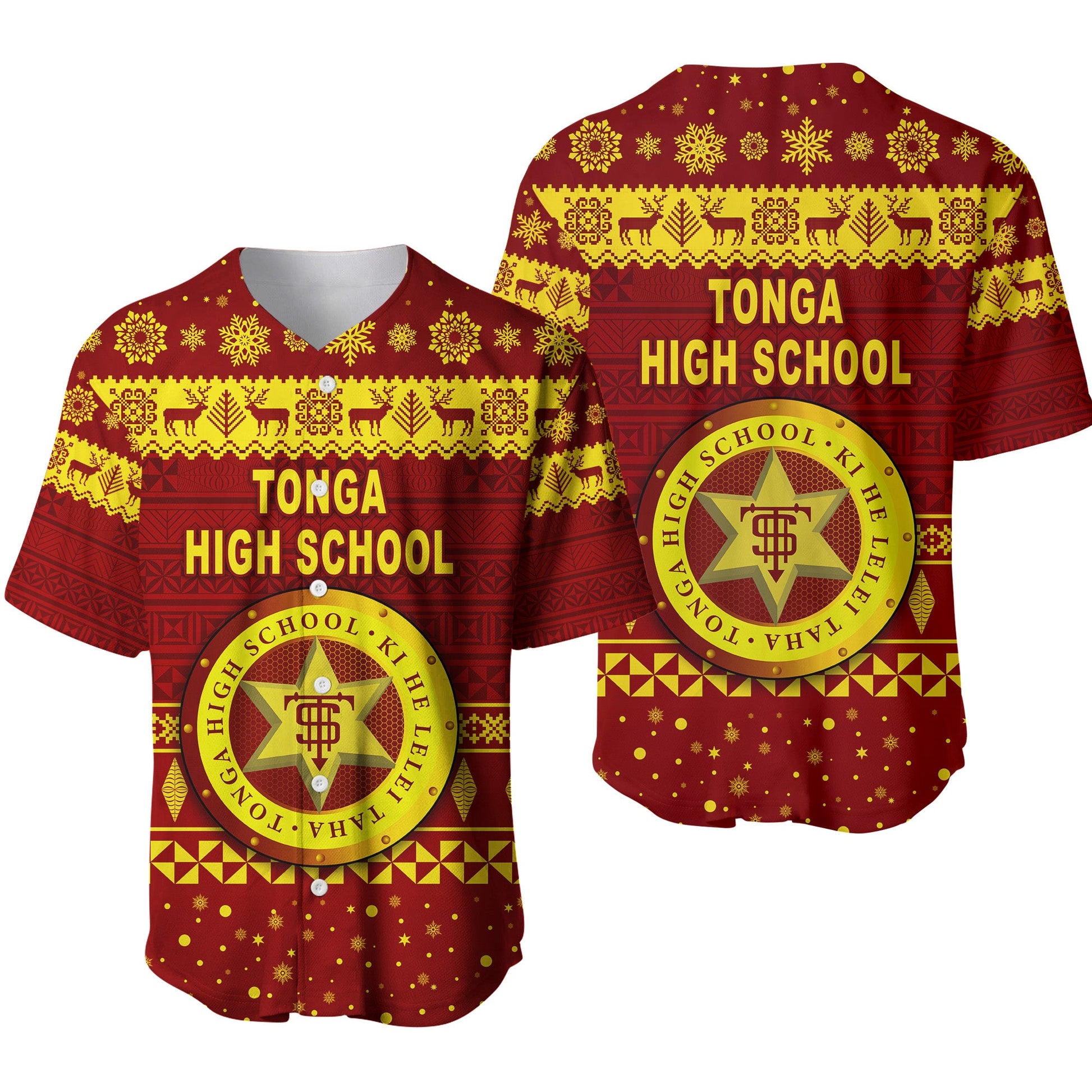 Tonga High School Christmas Baseball Jersey Simple Style