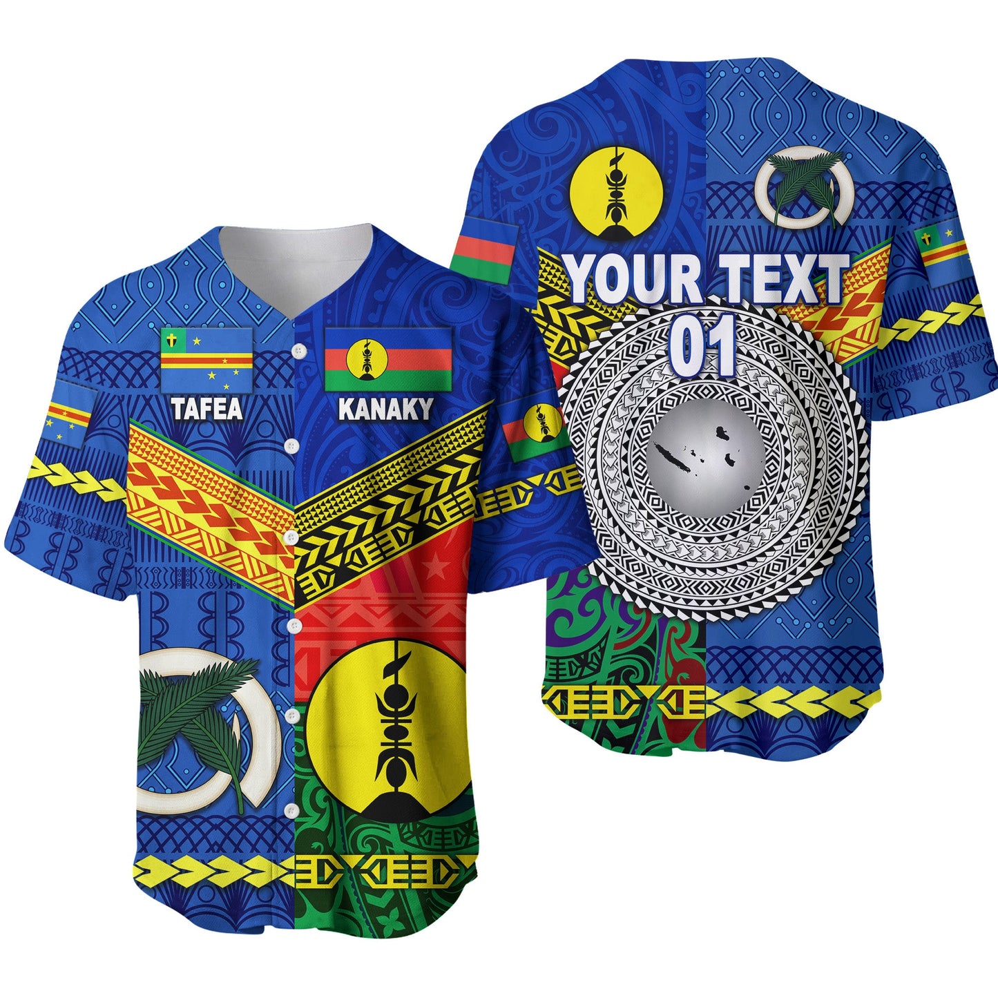 (Custom Personalised) Vanuatu Tafea Province and Kanaky New Caledonia Baseball Jersey Together, Custom Text And Number