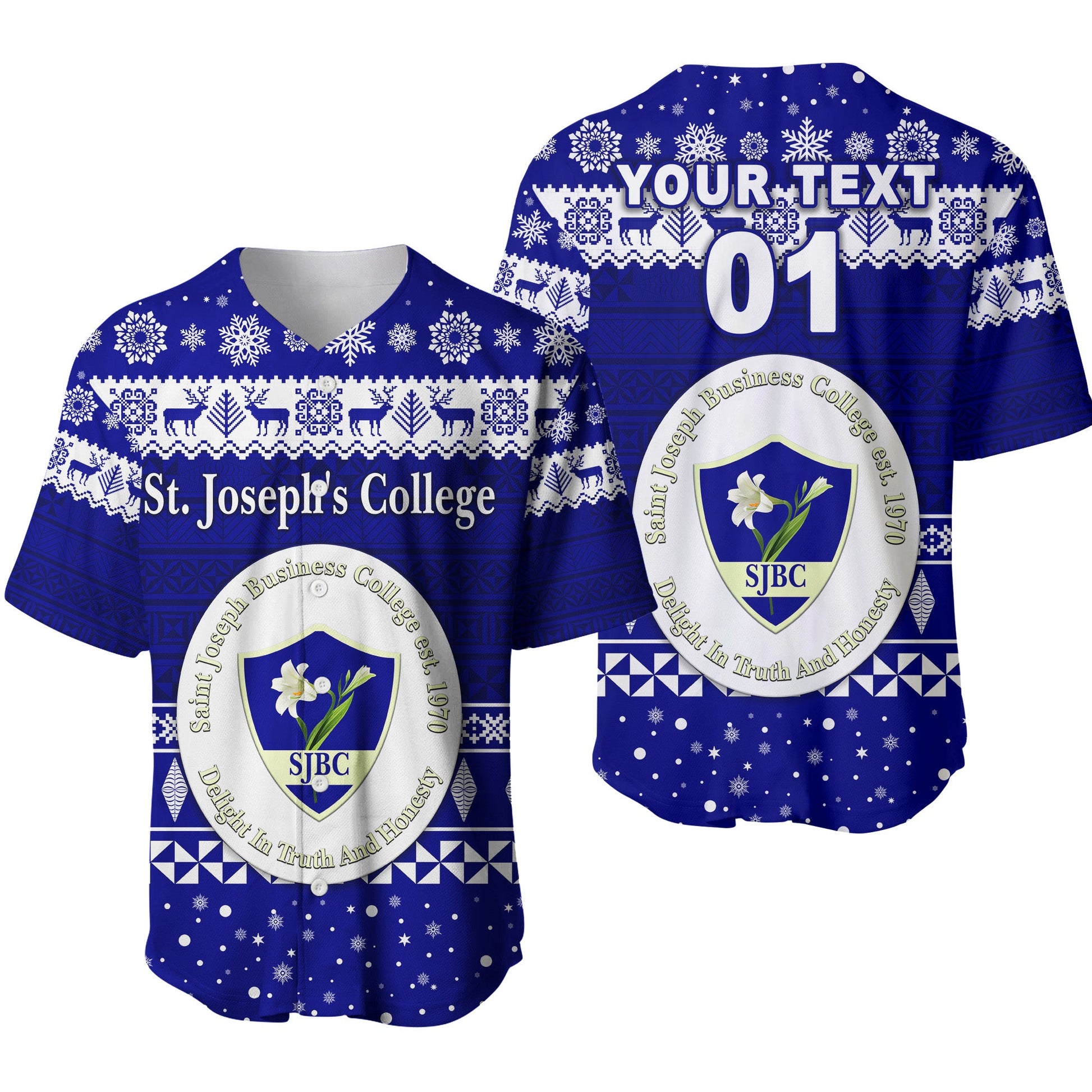 (Custom Personalised) St. Joseph's College Christmas Baseball Jersey Simple Style