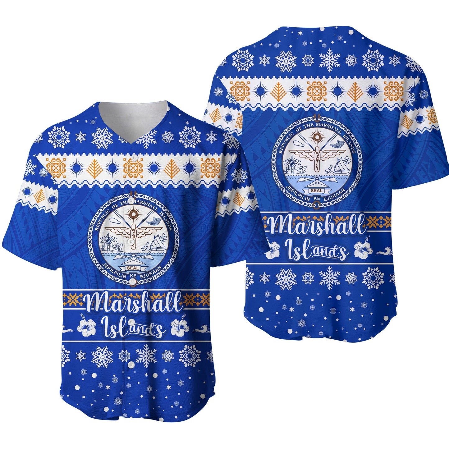 Marshall Islands Christmas Baseball Jersey Simple Style