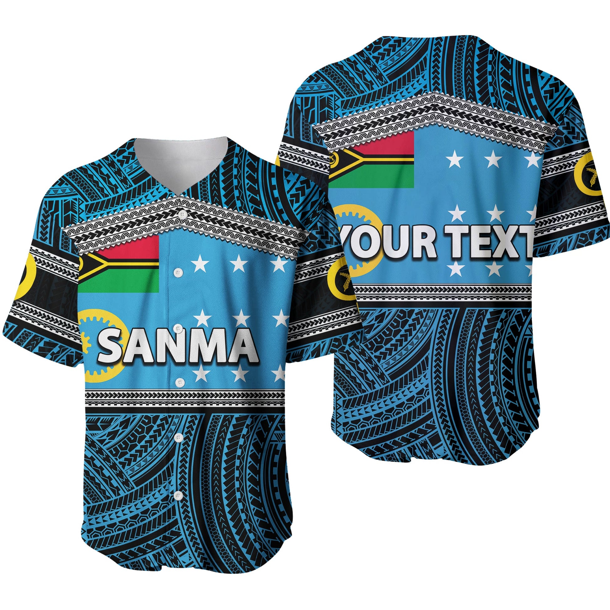 (Custom Personalised) Sanma Province Baseball Jersey Of Vanuatu Polynesian Patterns