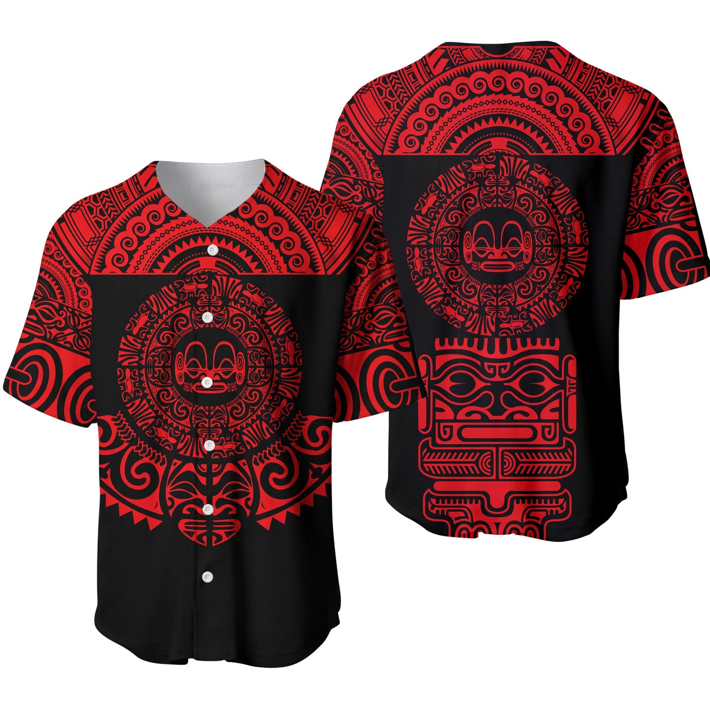 Marquesas Islands Baseball Jersey Marquesan Tattoo Simplified Version Red