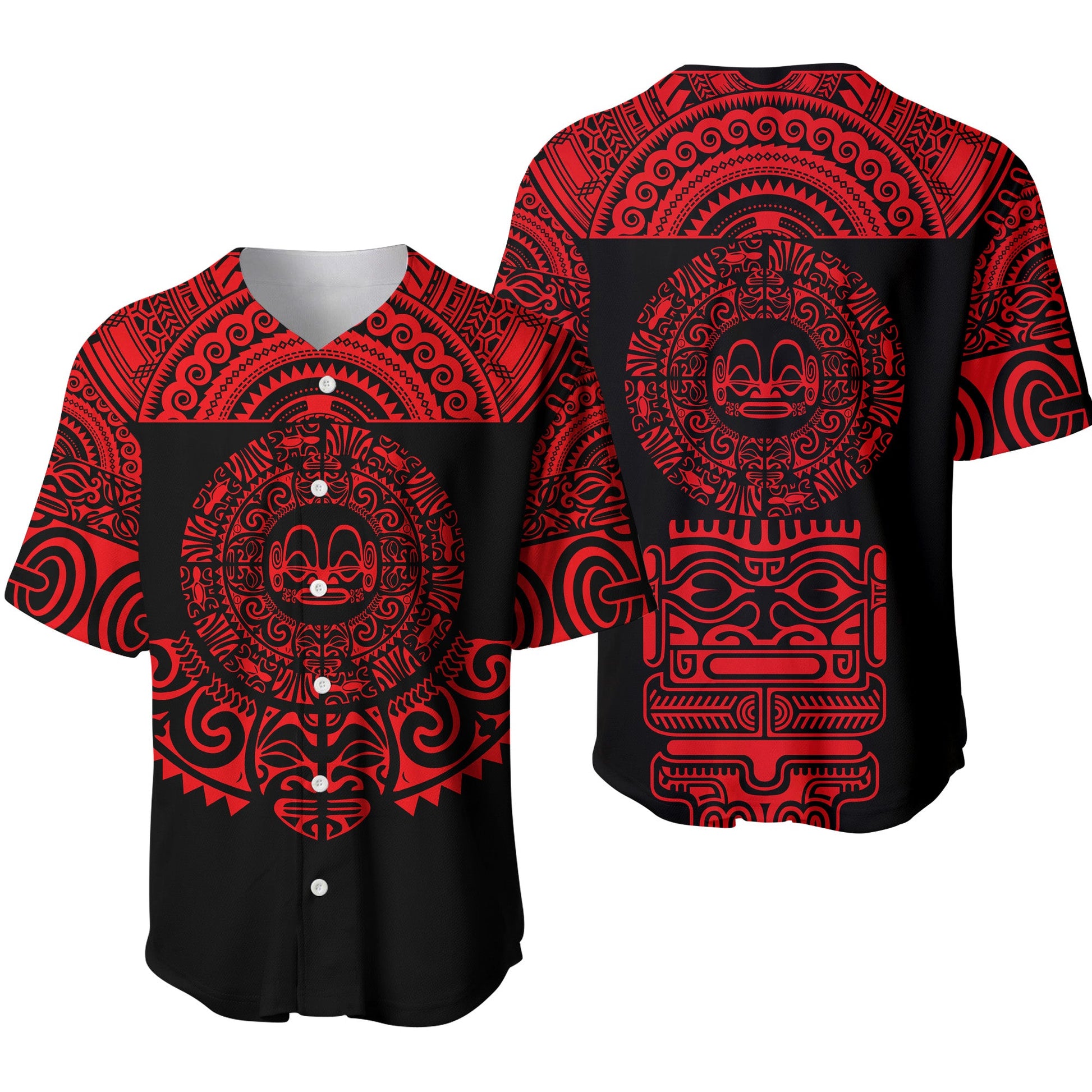 Marquesas Islands Baseball Jersey Marquesan Tattoo Simplified Version Red