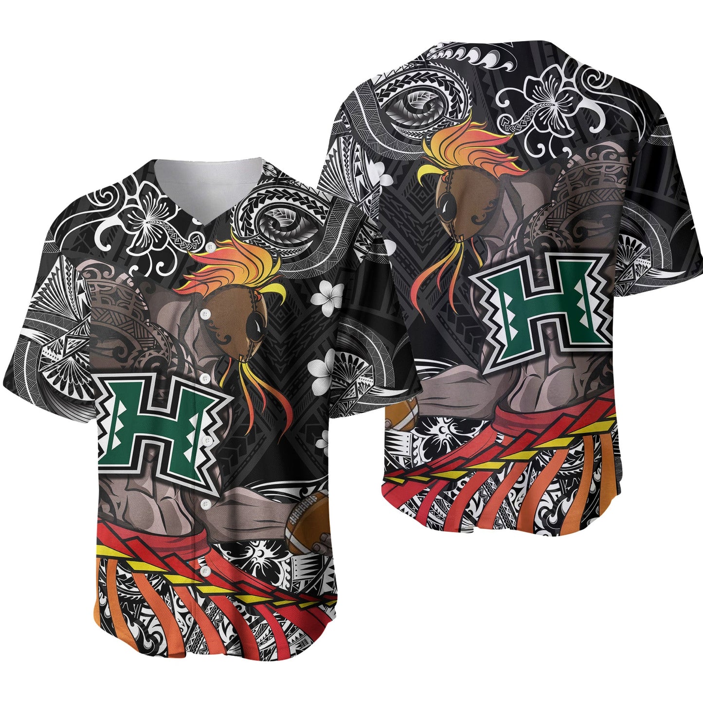 Hawaii Warriors Polynesian Baseball Jersey Unique Style Black